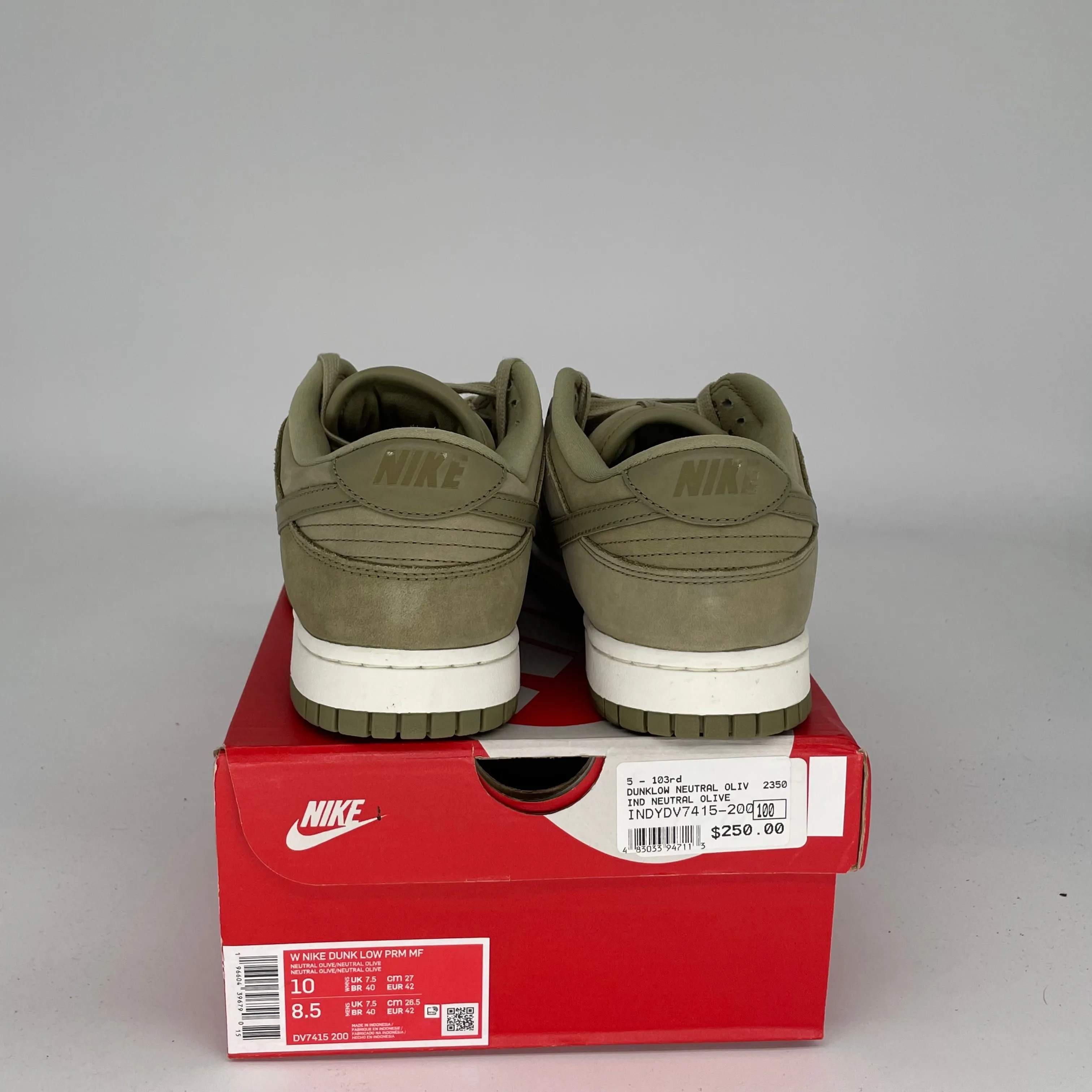 NIKE DUNK LOW NEUTRAL OLIVE W SIZE 8.5/10W DV7415-200