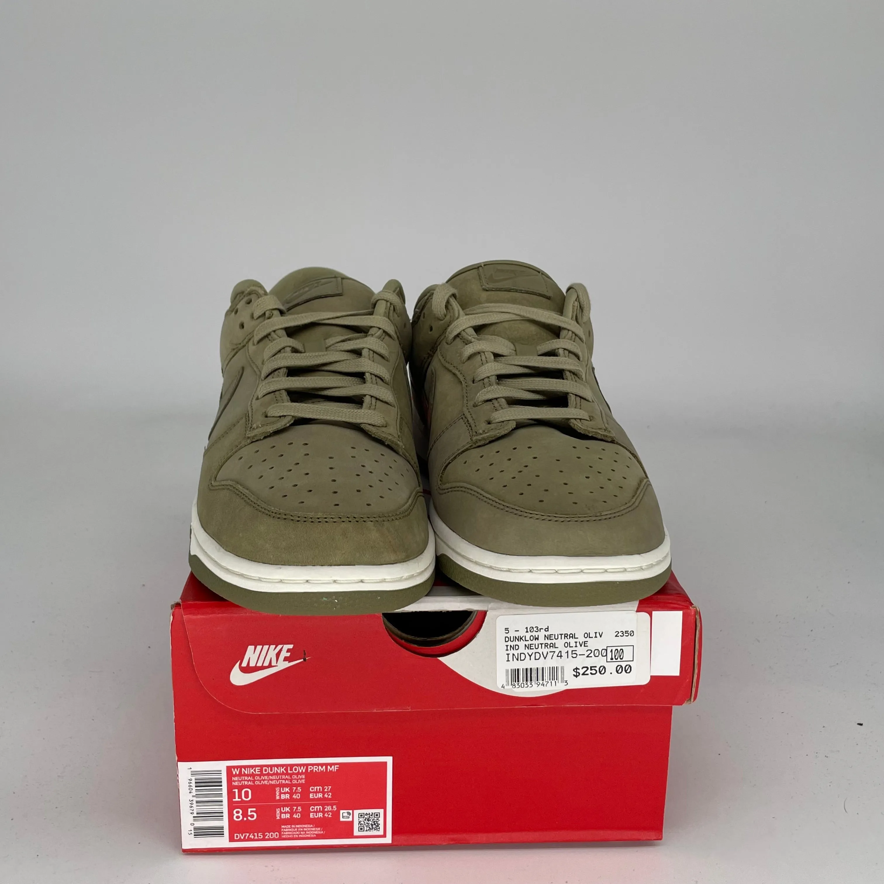NIKE DUNK LOW NEUTRAL OLIVE W SIZE 8.5/10W DV7415-200