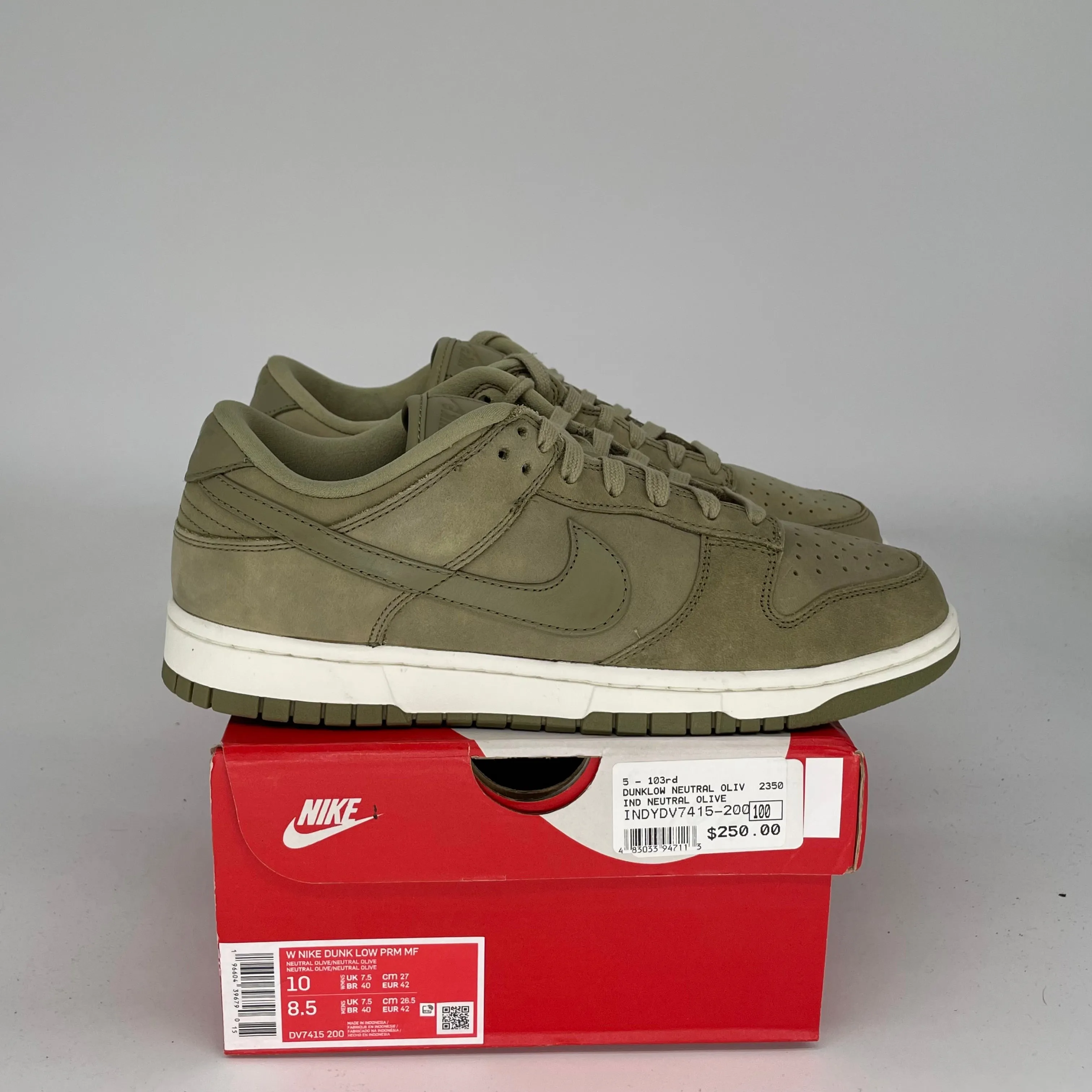 NIKE DUNK LOW NEUTRAL OLIVE W SIZE 8.5/10W DV7415-200