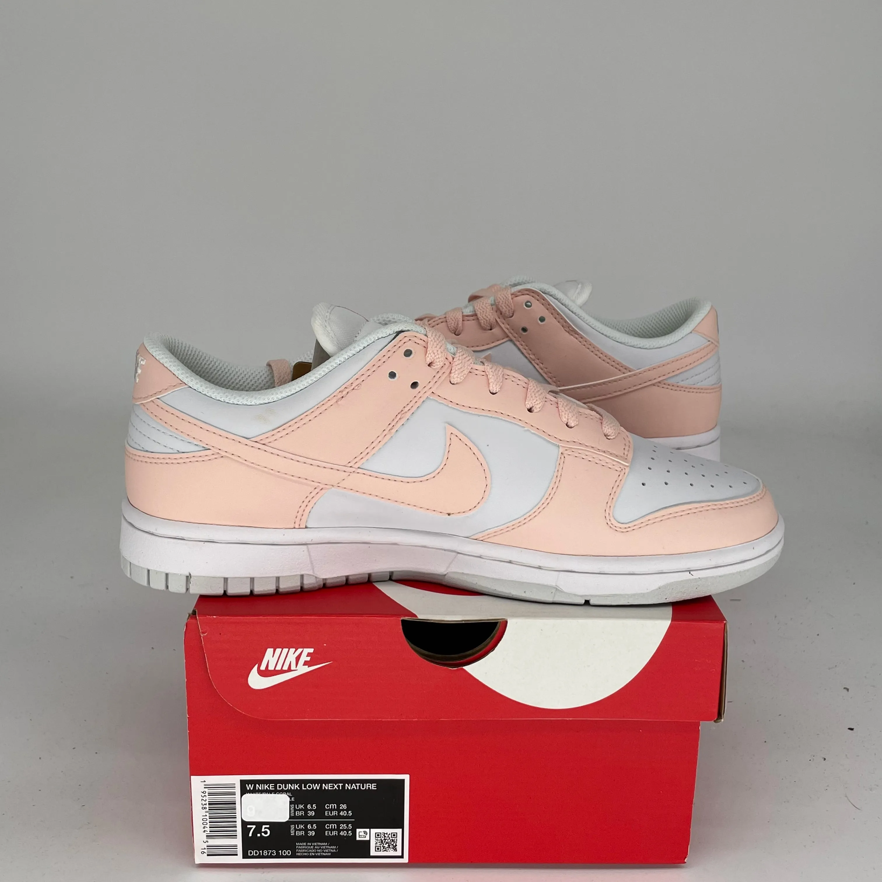 NIKE DUNK LOW NEXT NATURE PALE CORAL W SIZE 7.5/9W DD1873-100
