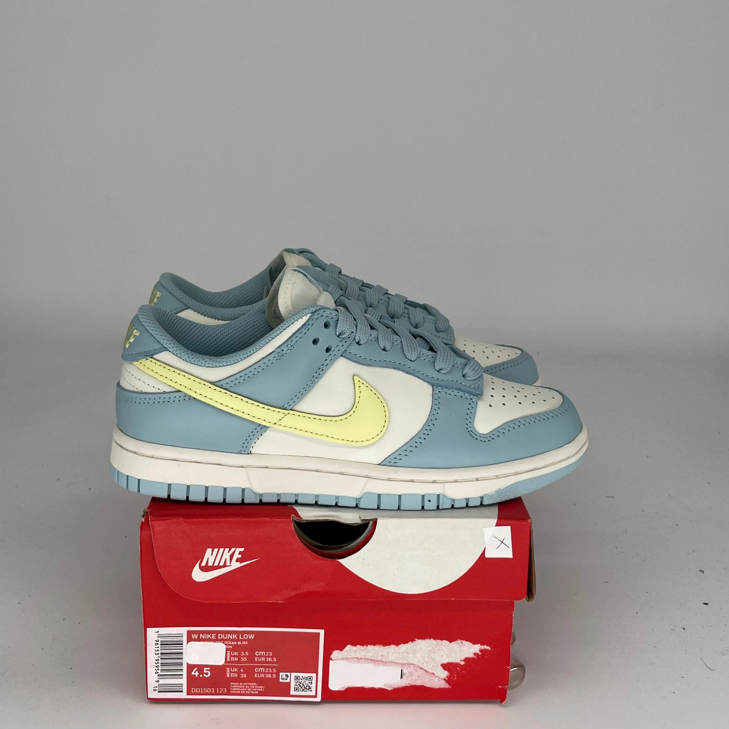 NIKE DUNK LOW OCEAN BLISS CITRON TINT W SIZE 4.5/6W DD1503-123