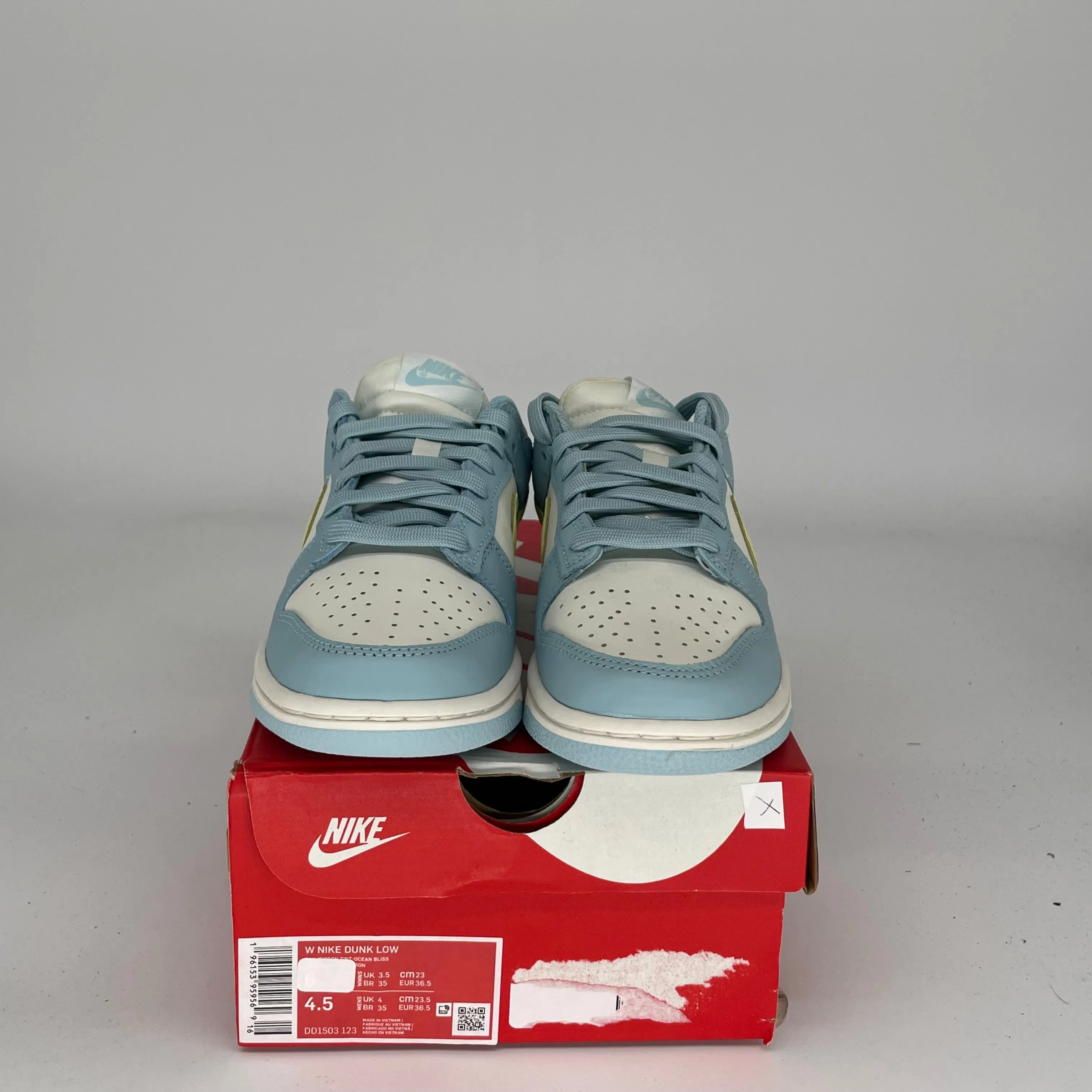 NIKE DUNK LOW OCEAN BLISS CITRON TINT W SIZE 4.5/6W DD1503-123