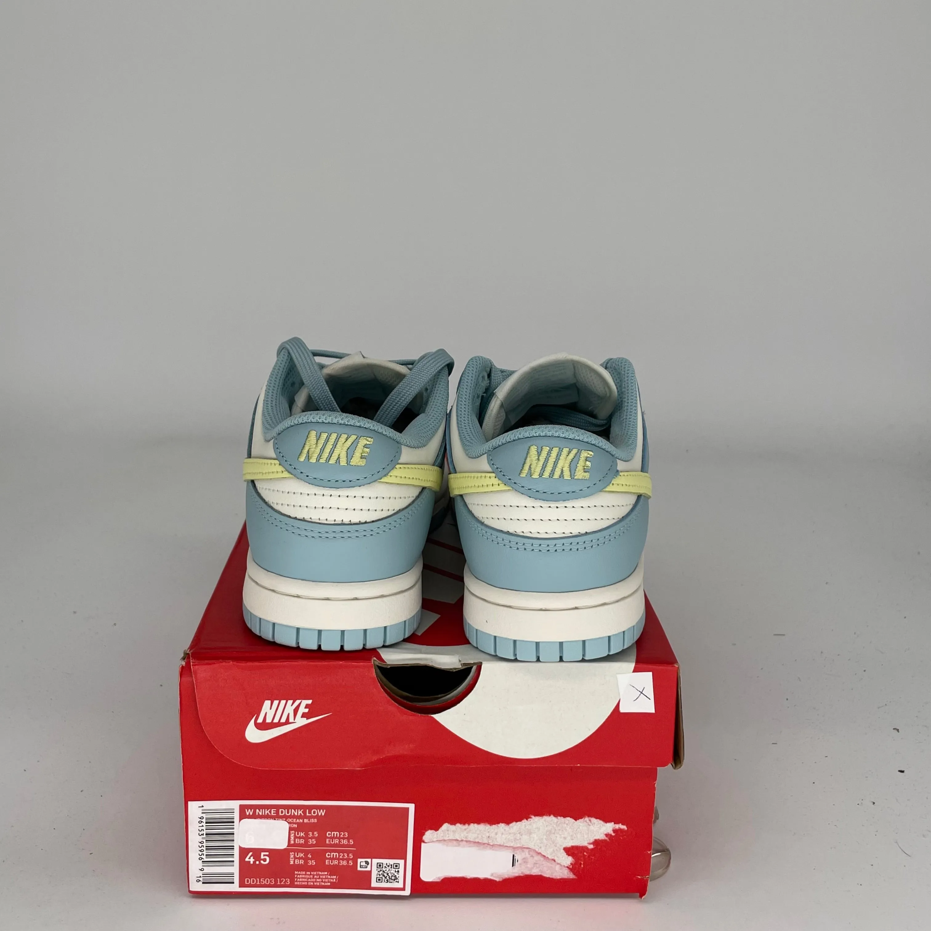 NIKE DUNK LOW OCEAN BLISS CITRON TINT W SIZE 4.5/6W DD1503-123