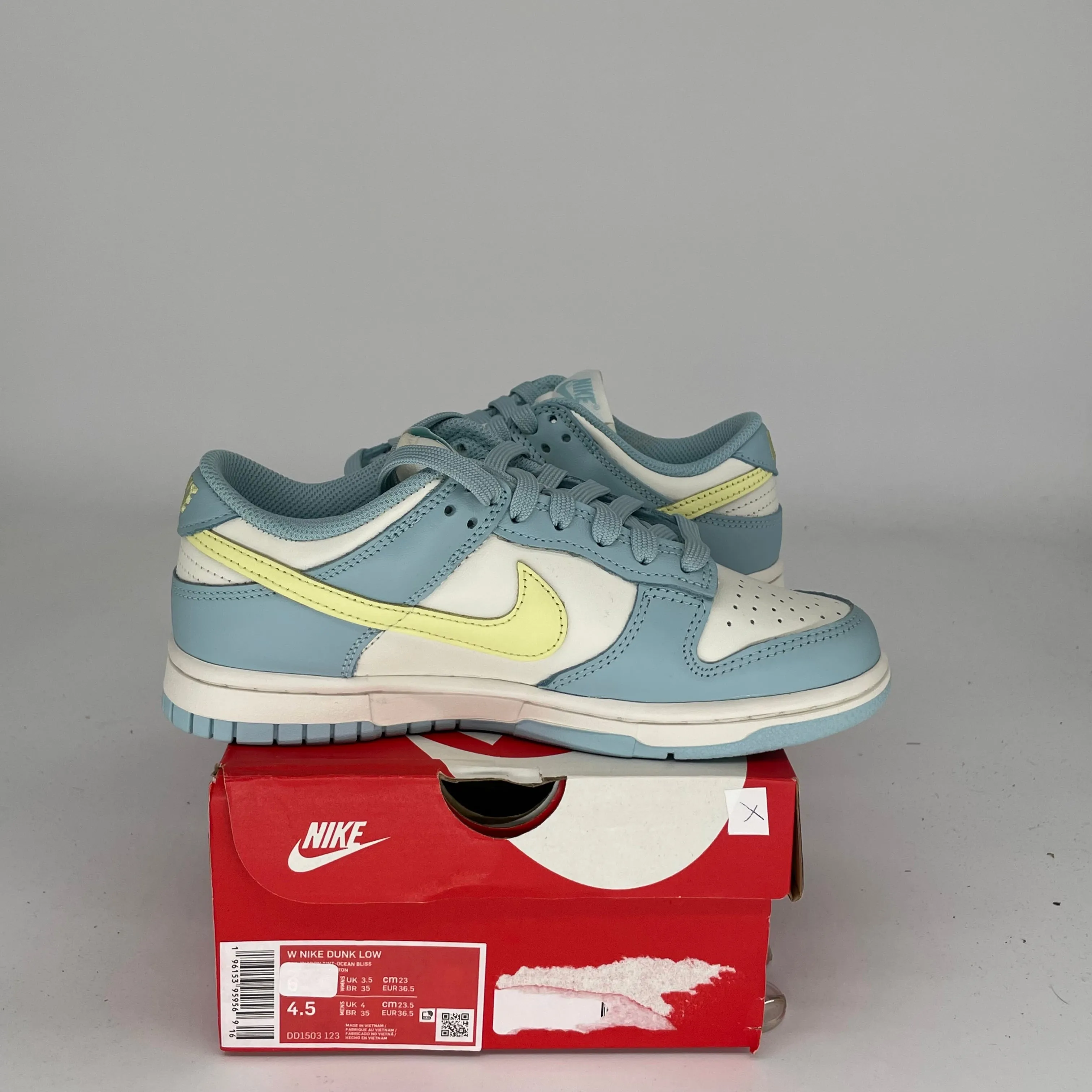 NIKE DUNK LOW OCEAN BLISS CITRON TINT W SIZE 4.5/6W DD1503-123