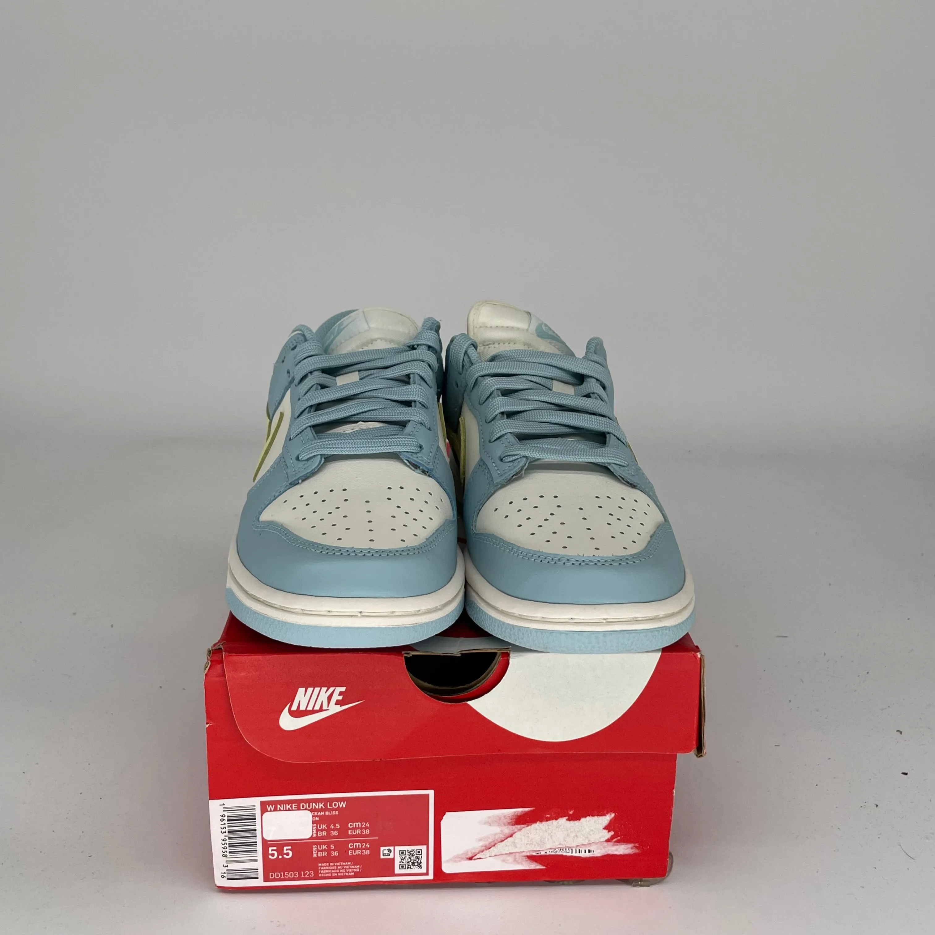 NIKE DUNK LOW OCEAN BLISS CITRON TINT W SIZE 5.5/7W DD1503-123