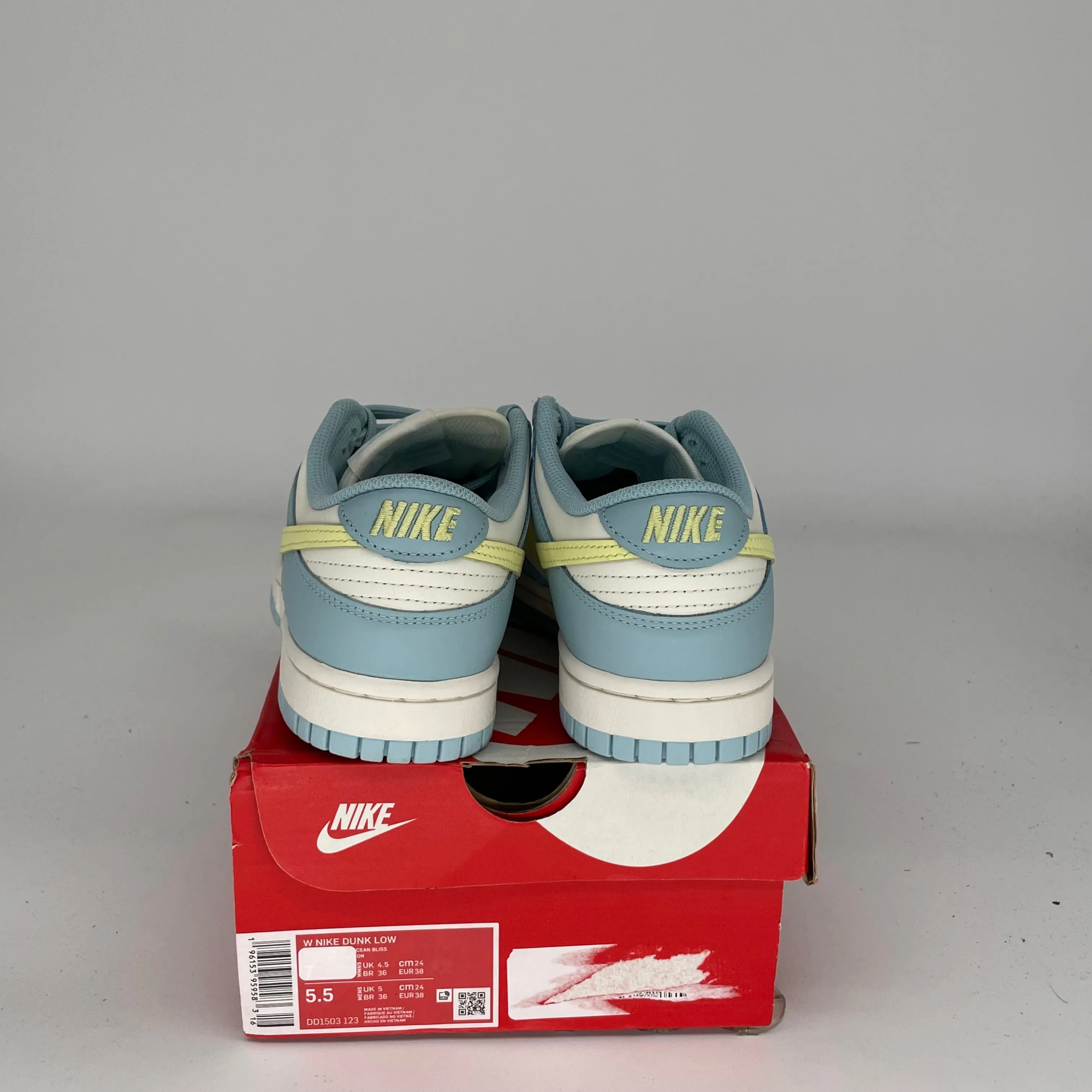 NIKE DUNK LOW OCEAN BLISS CITRON TINT W SIZE 5.5/7W DD1503-123