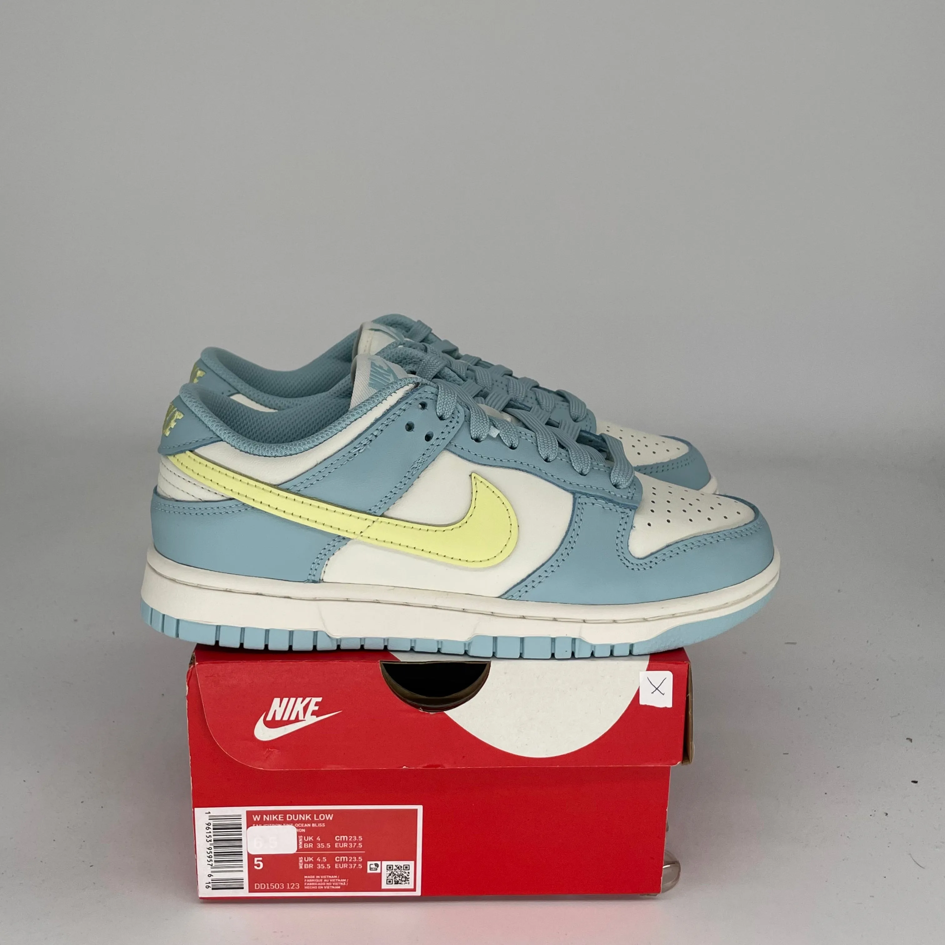 NIKE DUNK LOW OCEAN BLISS CITRON TINT W SIZE 5/6.5W DD1503-123
