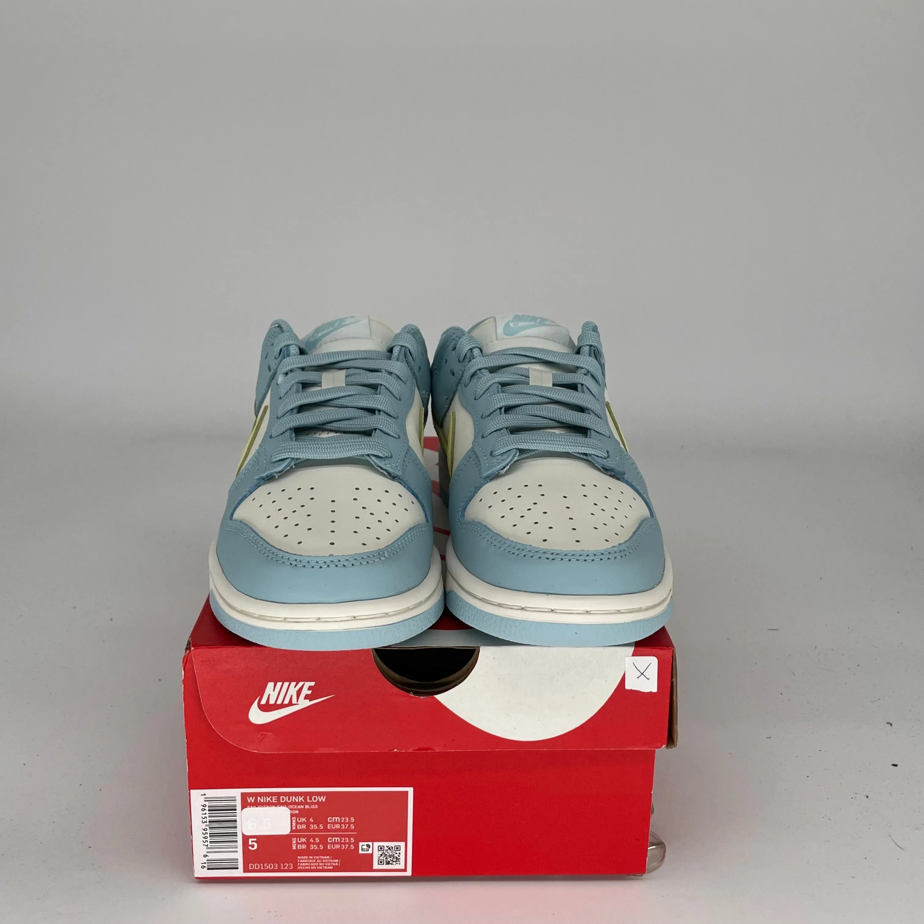 NIKE DUNK LOW OCEAN BLISS CITRON TINT W SIZE 5/6.5W DD1503-123