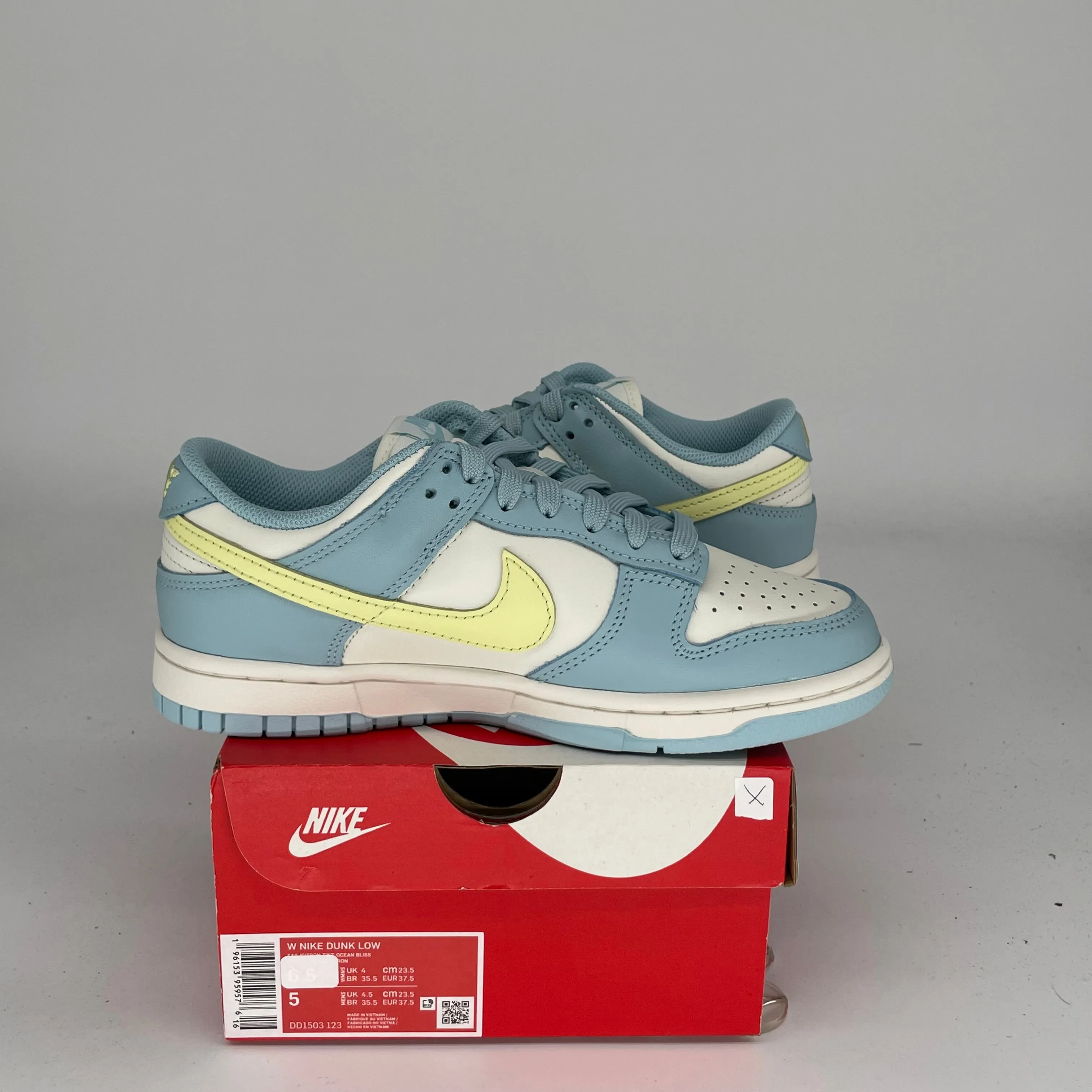 NIKE DUNK LOW OCEAN BLISS CITRON TINT W SIZE 5/6.5W DD1503-123
