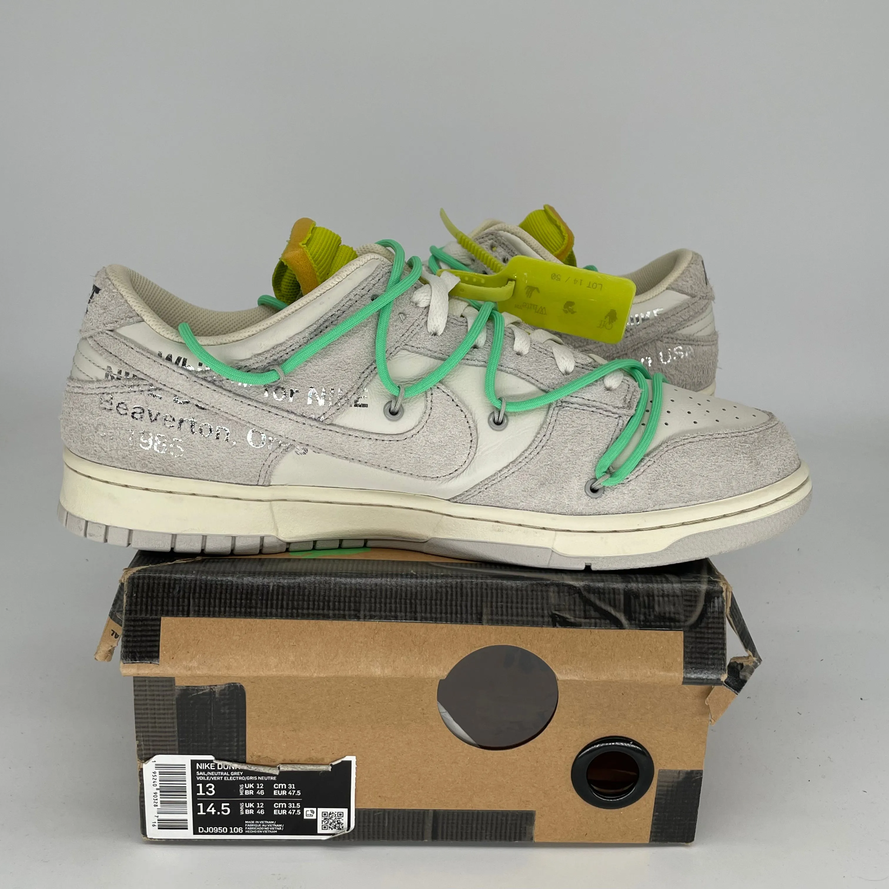 NIKE DUNK LOW OFF WHITE LOT 14 SIZE 13 DJ0950-106
