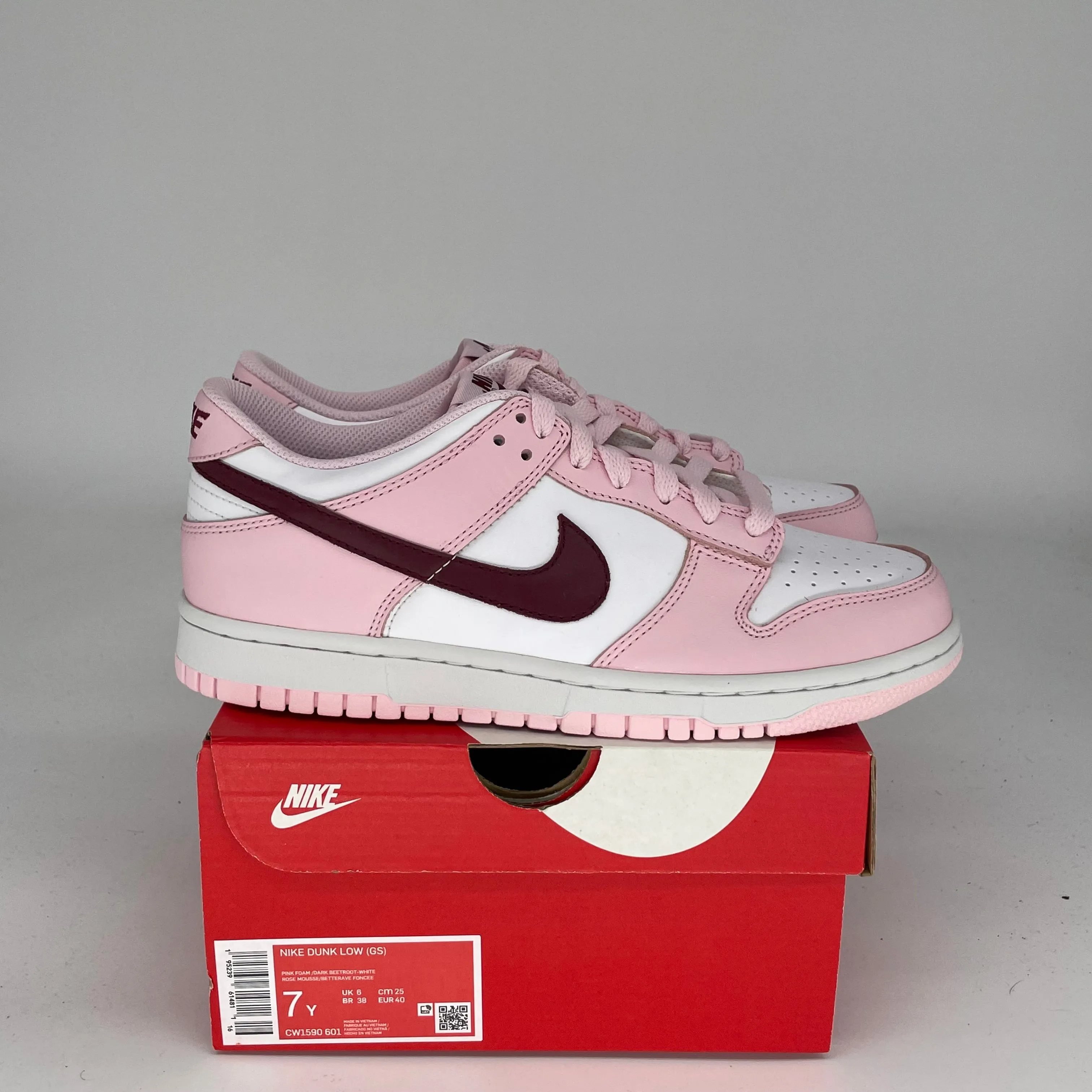 NIKE DUNK LOW PINK FOAM SIZE 7Y DH9765-001
