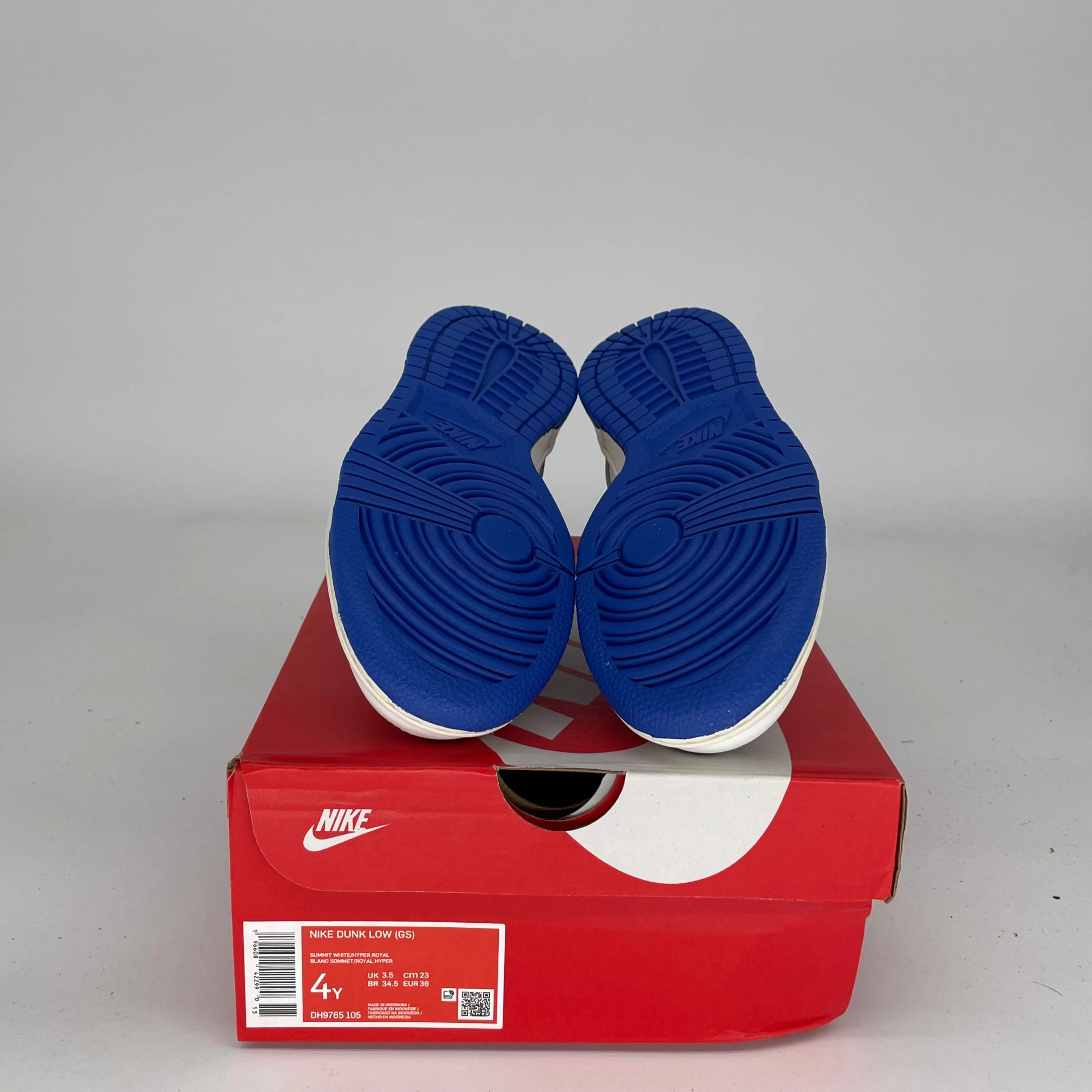 NIKE DUNK LOW SUMMIT WHITE HYPER ROYAL SIZE 4Y DH9765-105