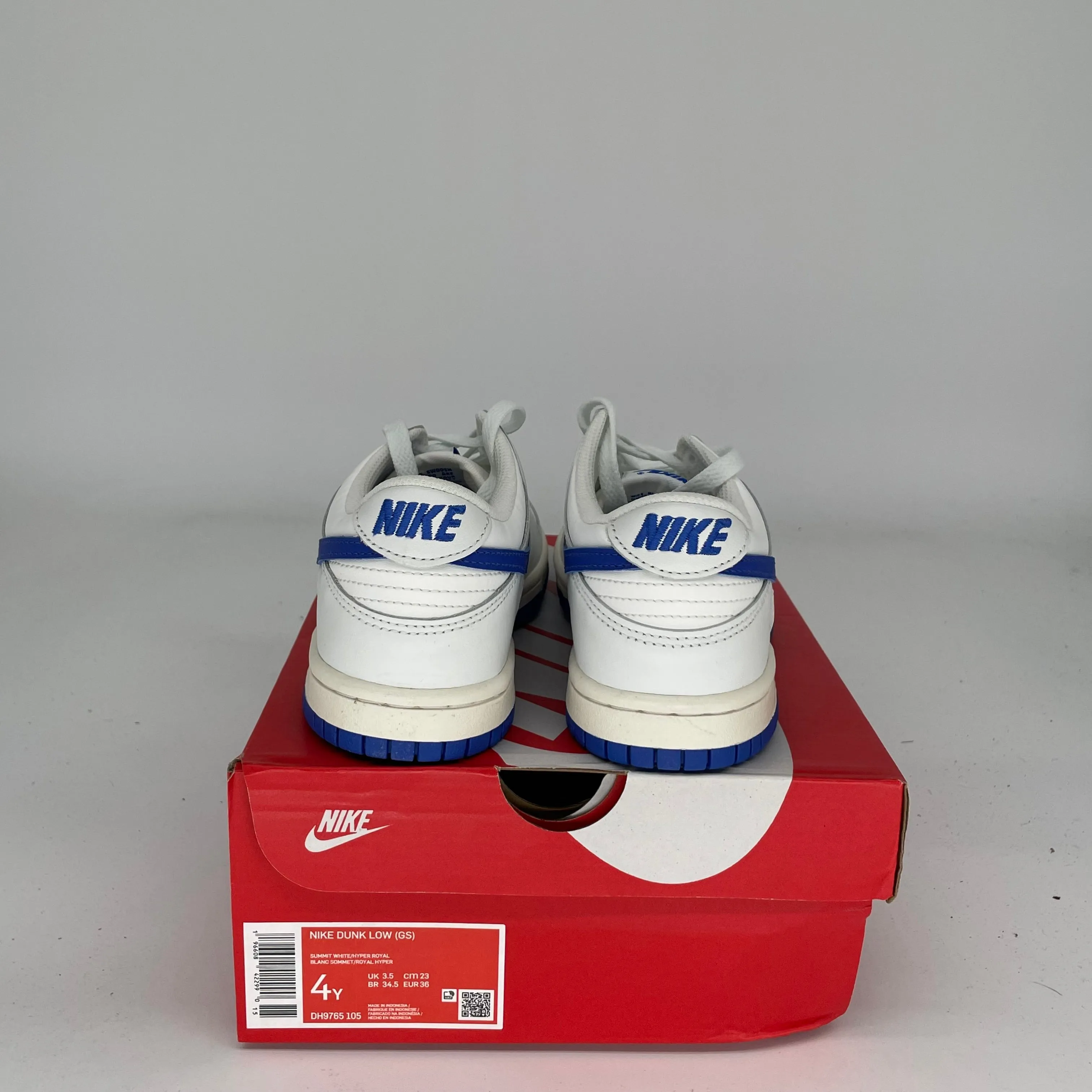 NIKE DUNK LOW SUMMIT WHITE HYPER ROYAL SIZE 4Y DH9765-105
