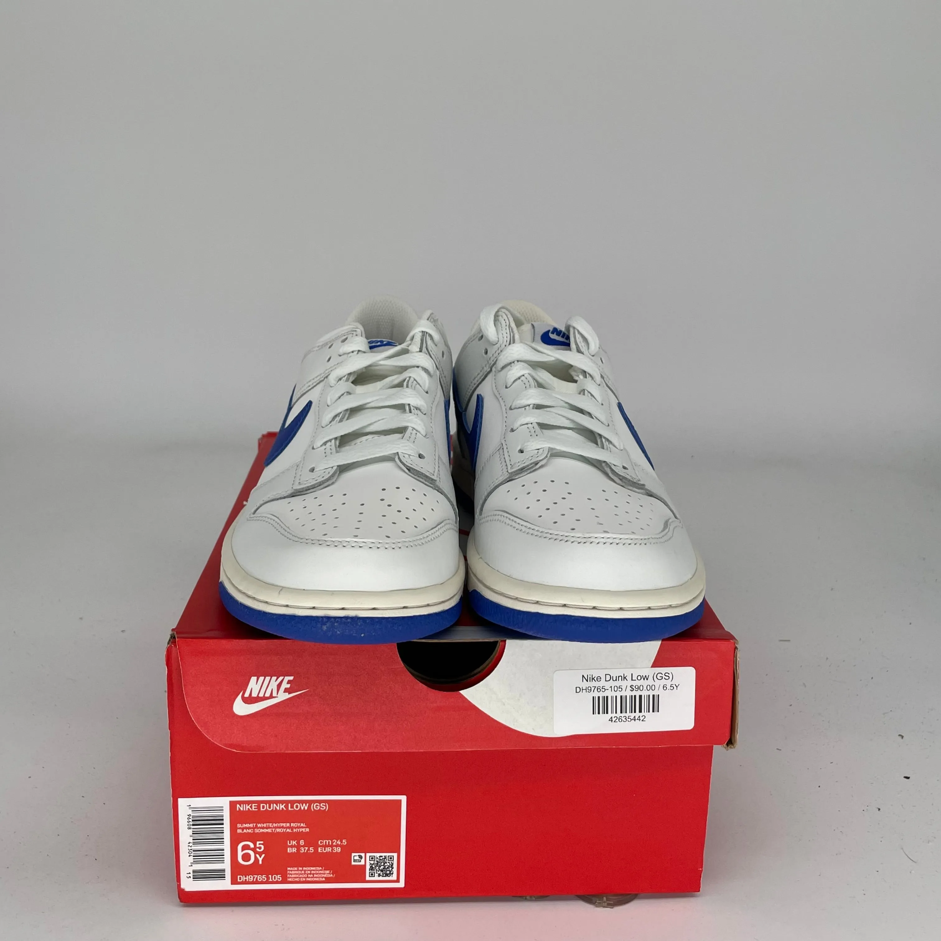 NIKE DUNK LOW SUMMIT WHITE HYPER ROYAL SIZE 6.5Y DH9765-105