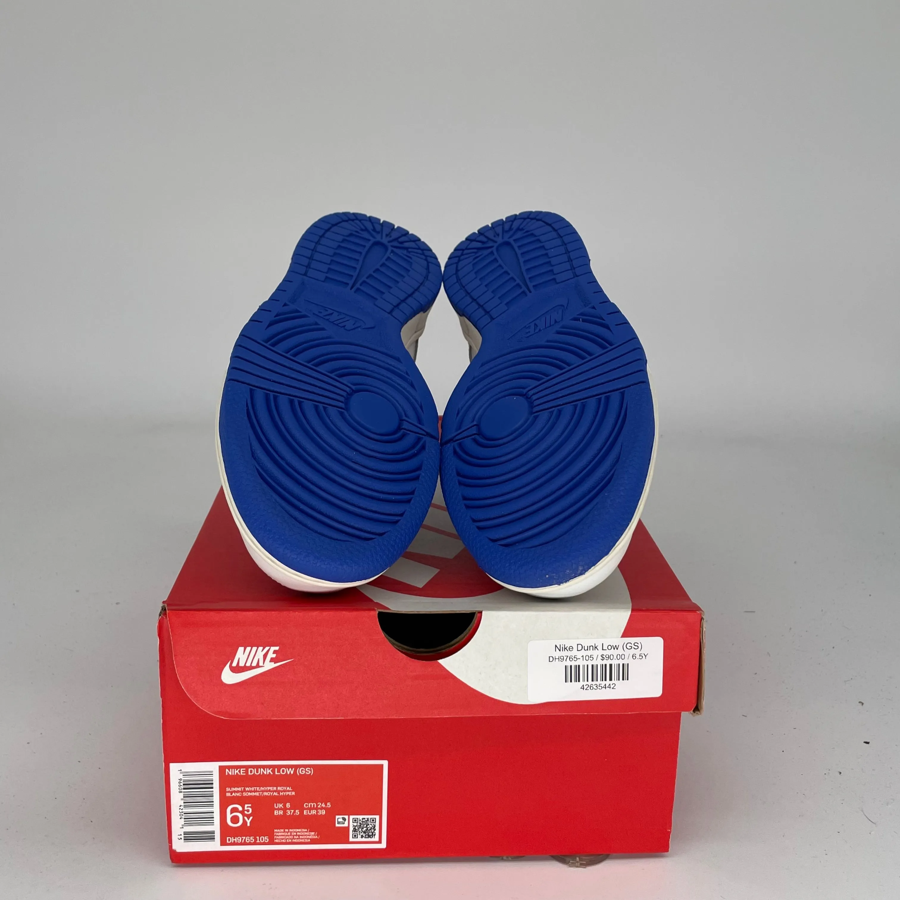 NIKE DUNK LOW SUMMIT WHITE HYPER ROYAL SIZE 6.5Y DH9765-105