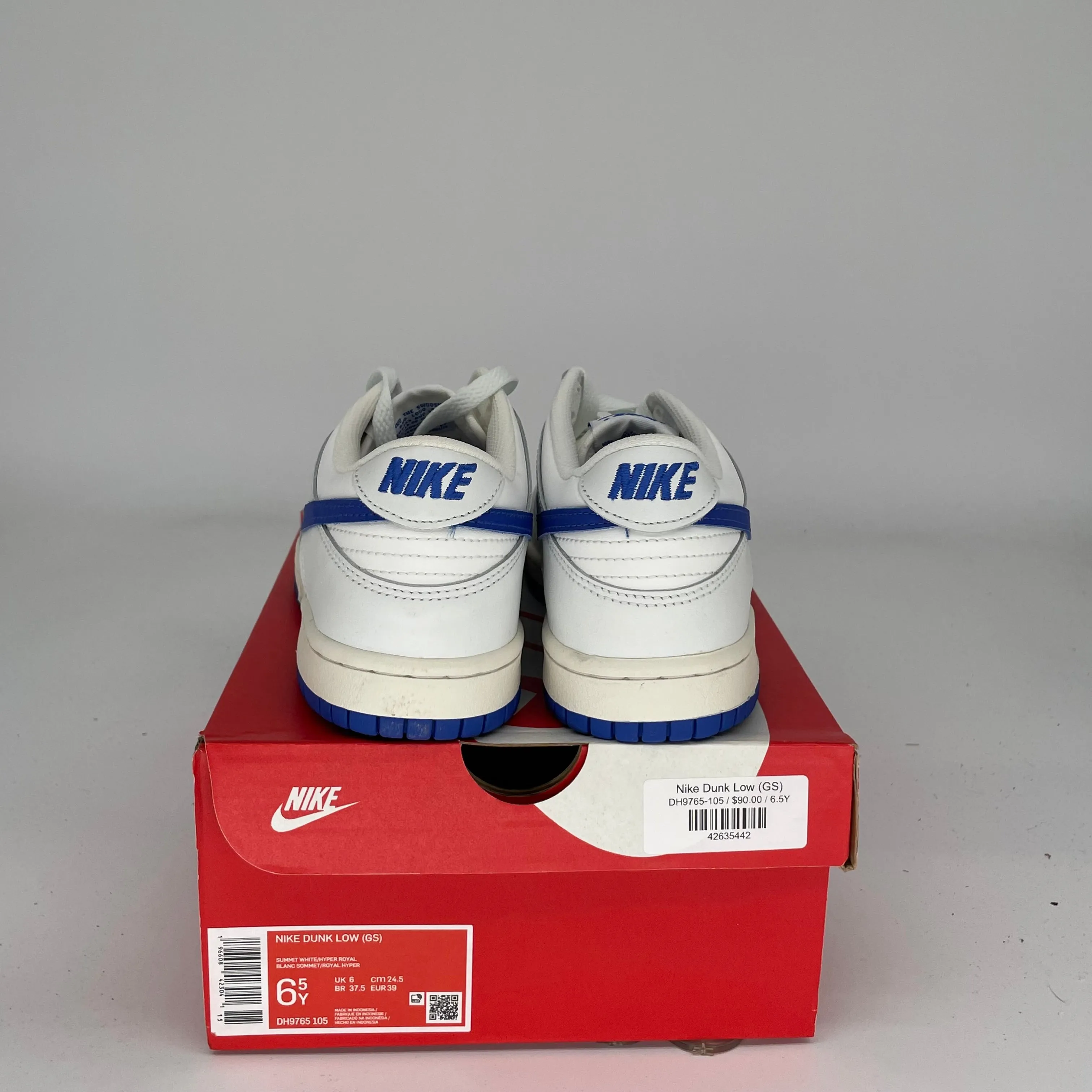 NIKE DUNK LOW SUMMIT WHITE HYPER ROYAL SIZE 6.5Y DH9765-105