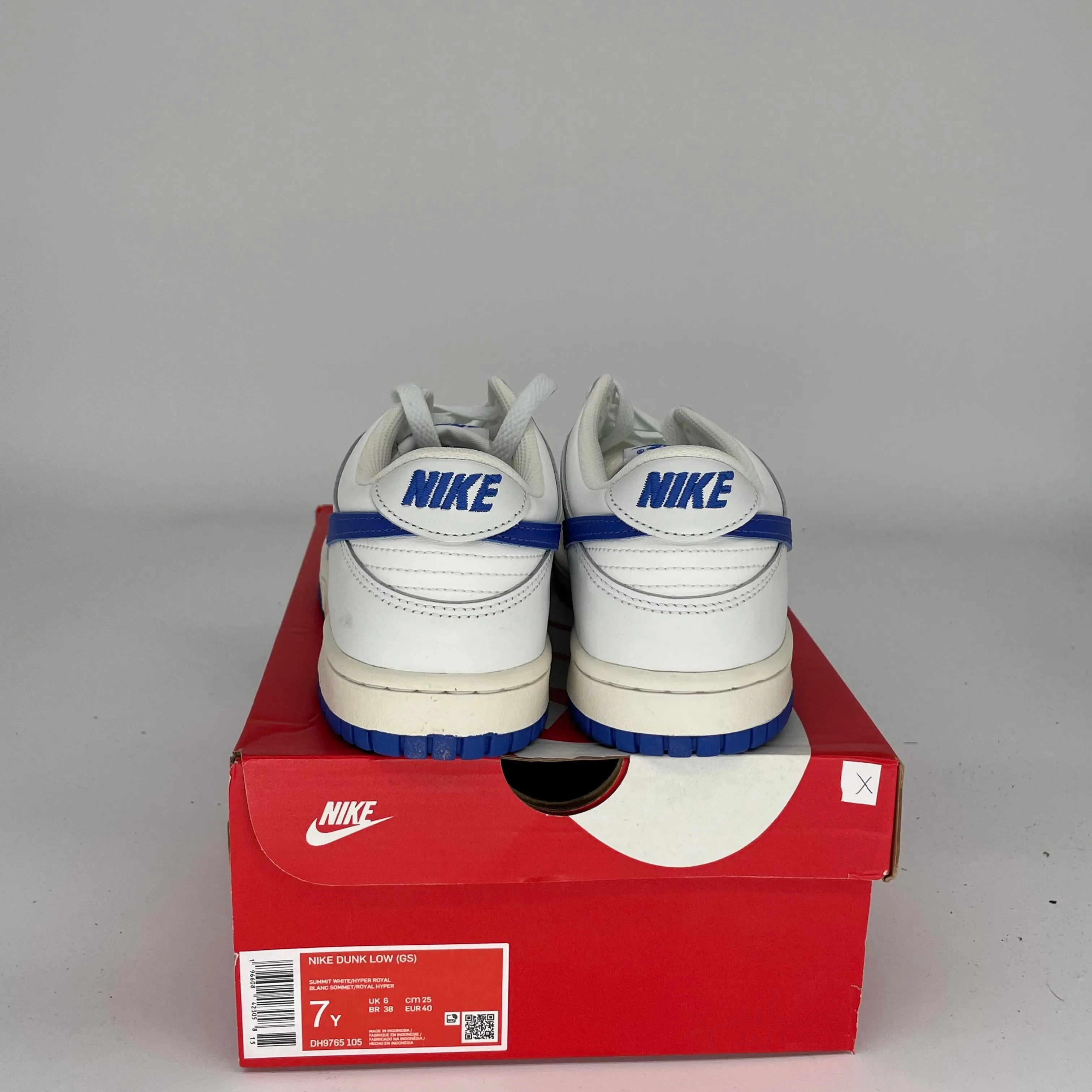 NIKE DUNK LOW SUMMIT WHITE HYPER ROYAL SIZE 7Y DH9765-105
