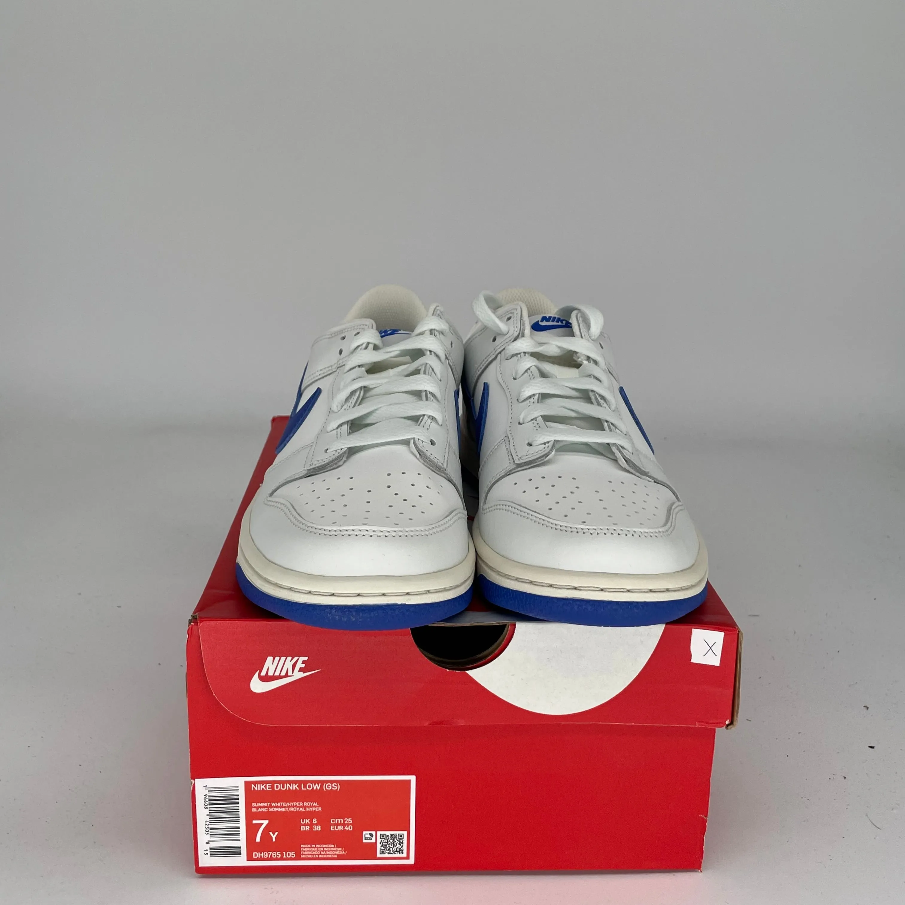 NIKE DUNK LOW SUMMIT WHITE HYPER ROYAL SIZE 7Y DH9765-105