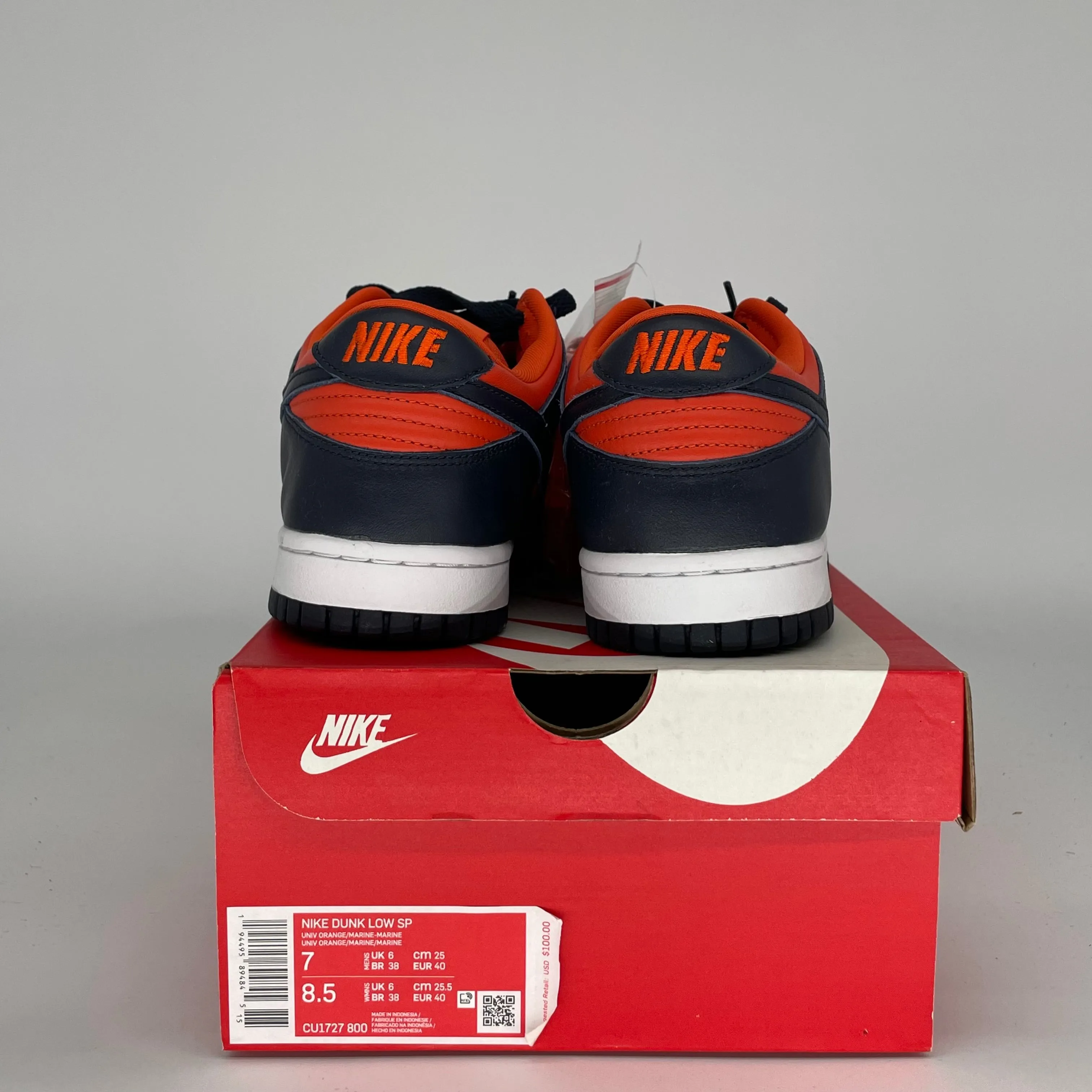 NIKE DUNK LOW UNIVERSITY ORANGE MARINE SIZE 7 CU1727-800