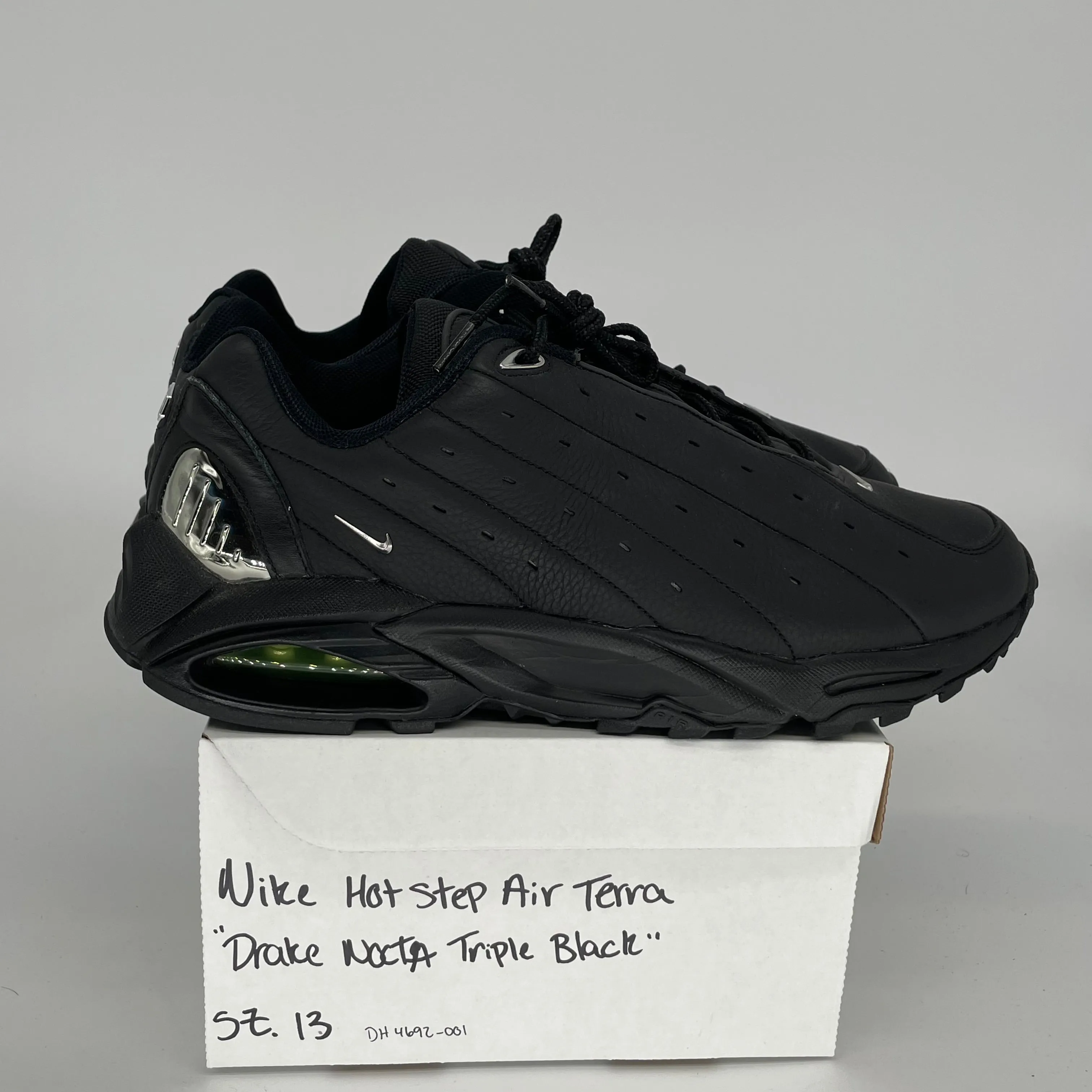 NIKE HOT STEP AIR TERRA DRAKE NOCTA TRIPLE BLACK SIZE 13 DH4692-001