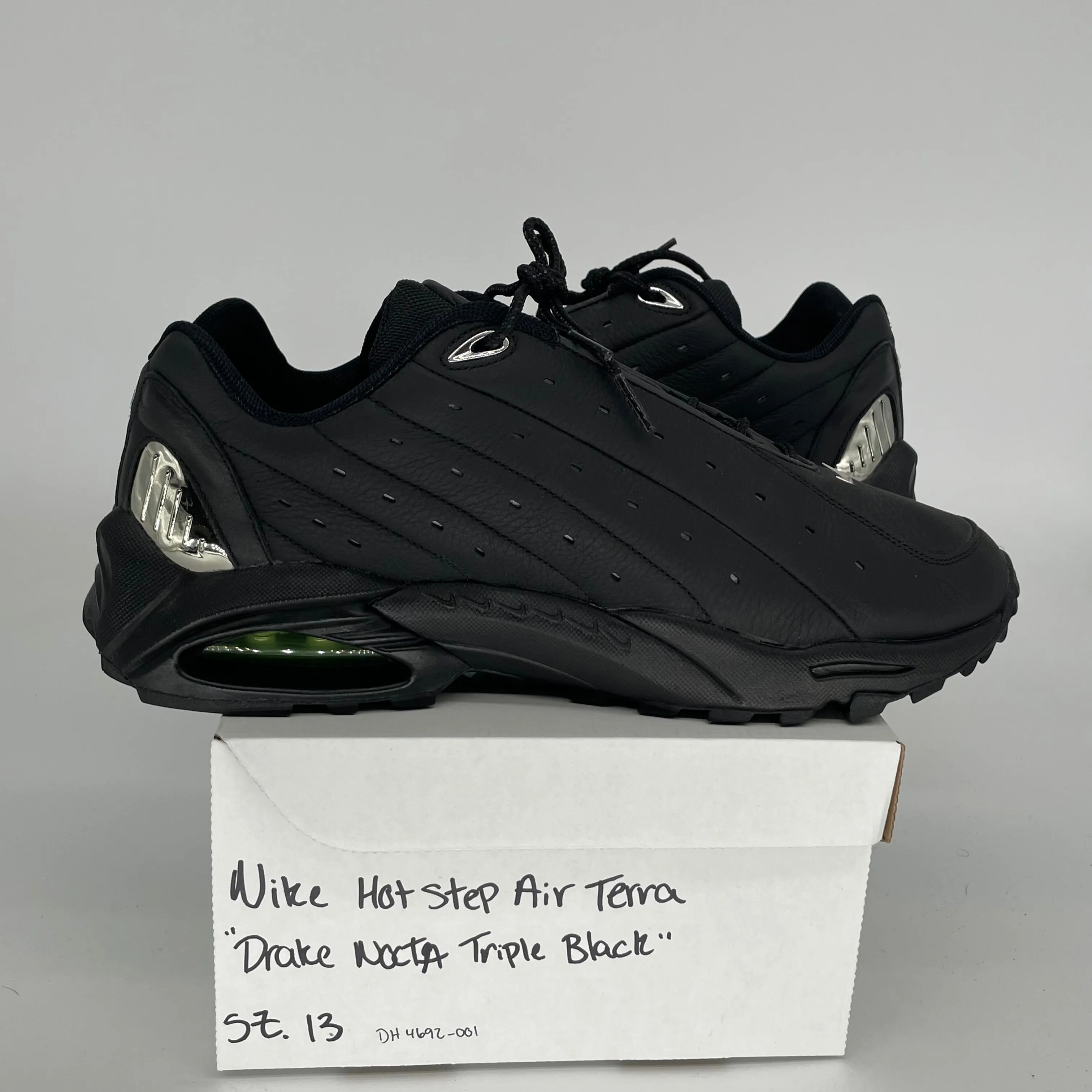 NIKE HOT STEP AIR TERRA DRAKE NOCTA TRIPLE BLACK SIZE 13 DH4692-001