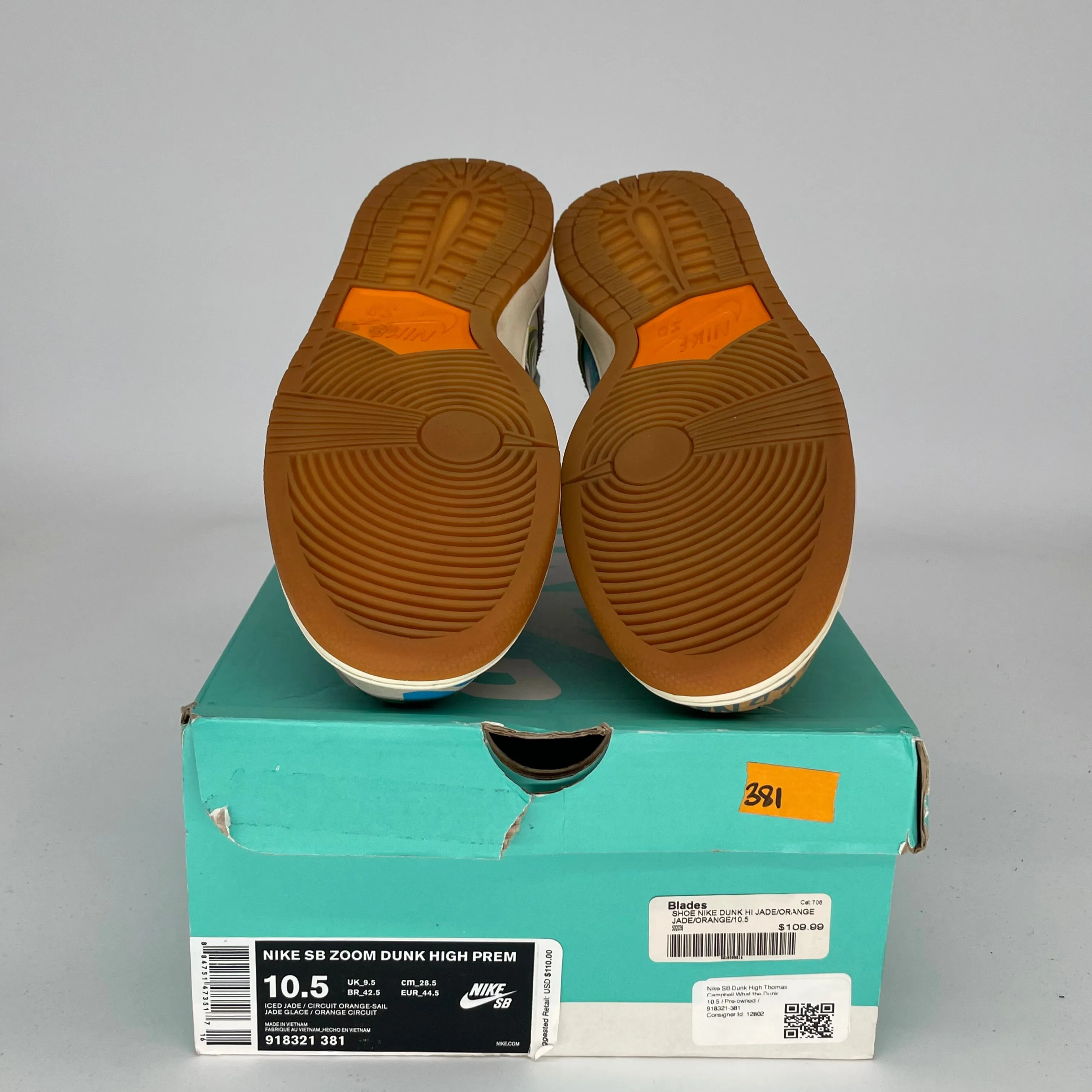 NIKE SB DUNK HIGH THOMAS CAMPBELL WHAT THE DUNK SIZE 10.5 918321-381