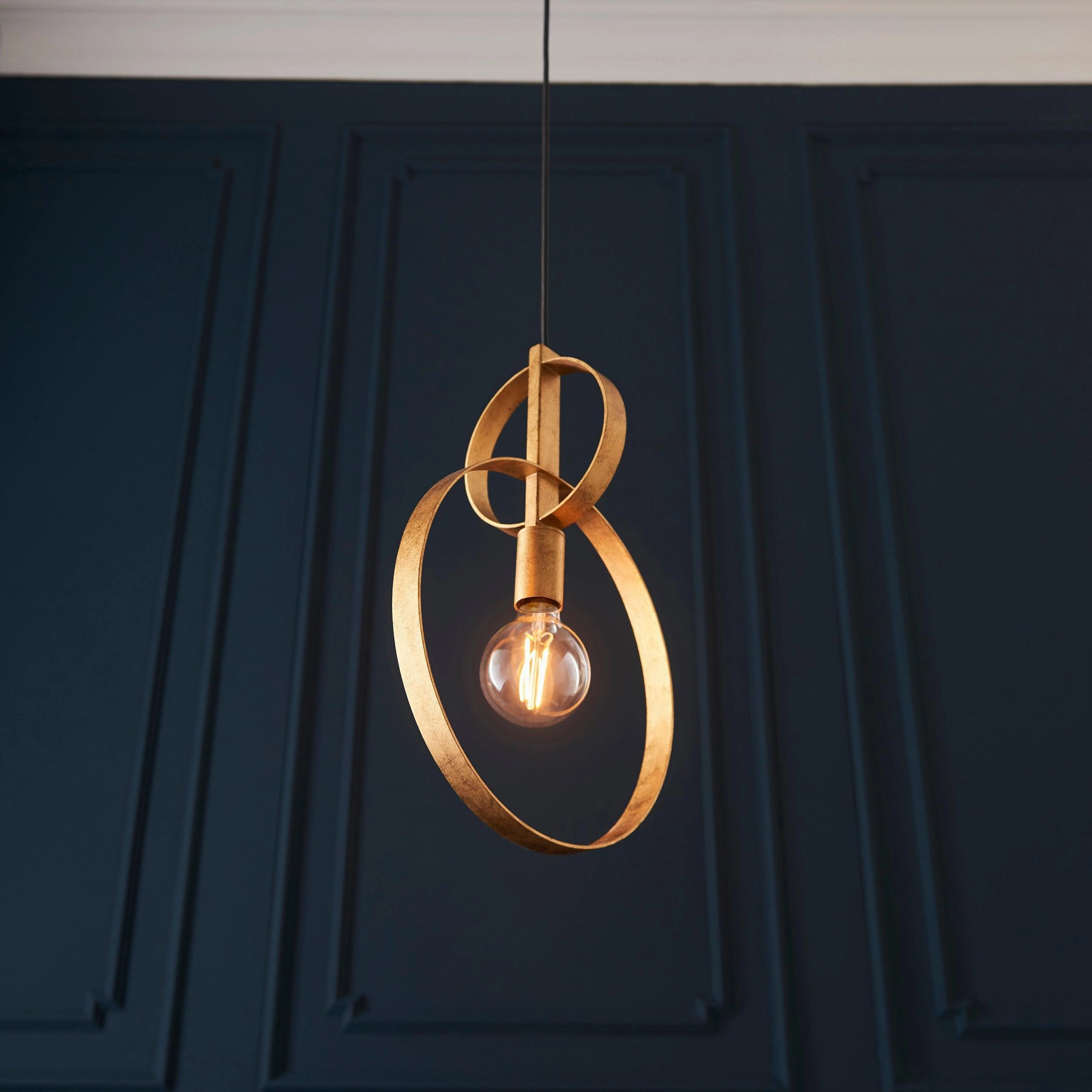 Norfolk 1 Light Gold Leaf Double Hoop Ceiling Pendant