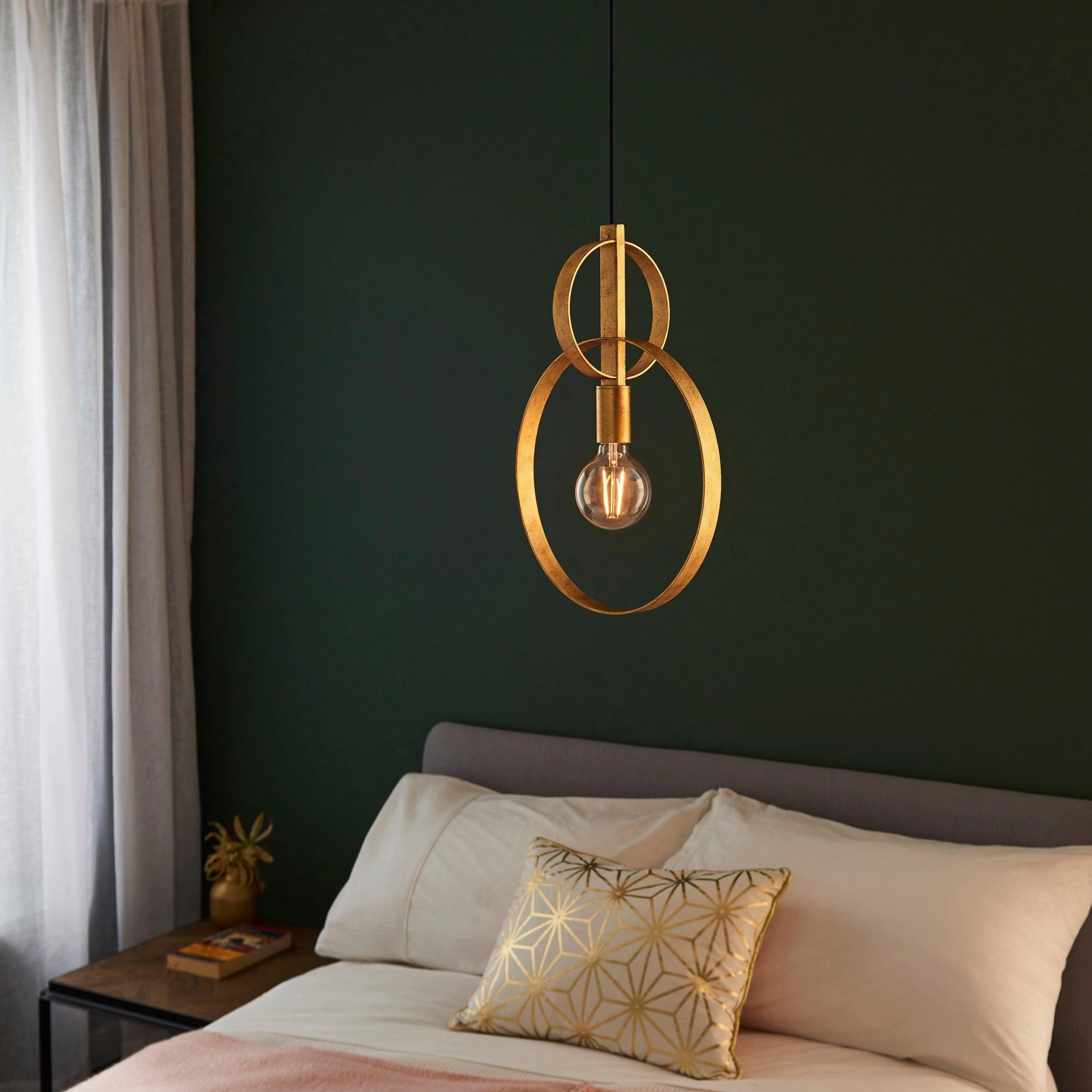 Norfolk 1 Light Gold Leaf Double Hoop Ceiling Pendant