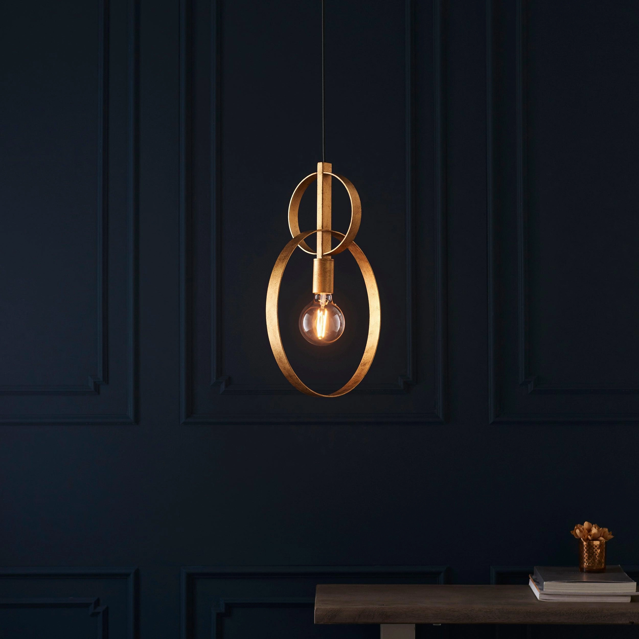 Norfolk 1 Light Gold Leaf Double Hoop Ceiling Pendant
