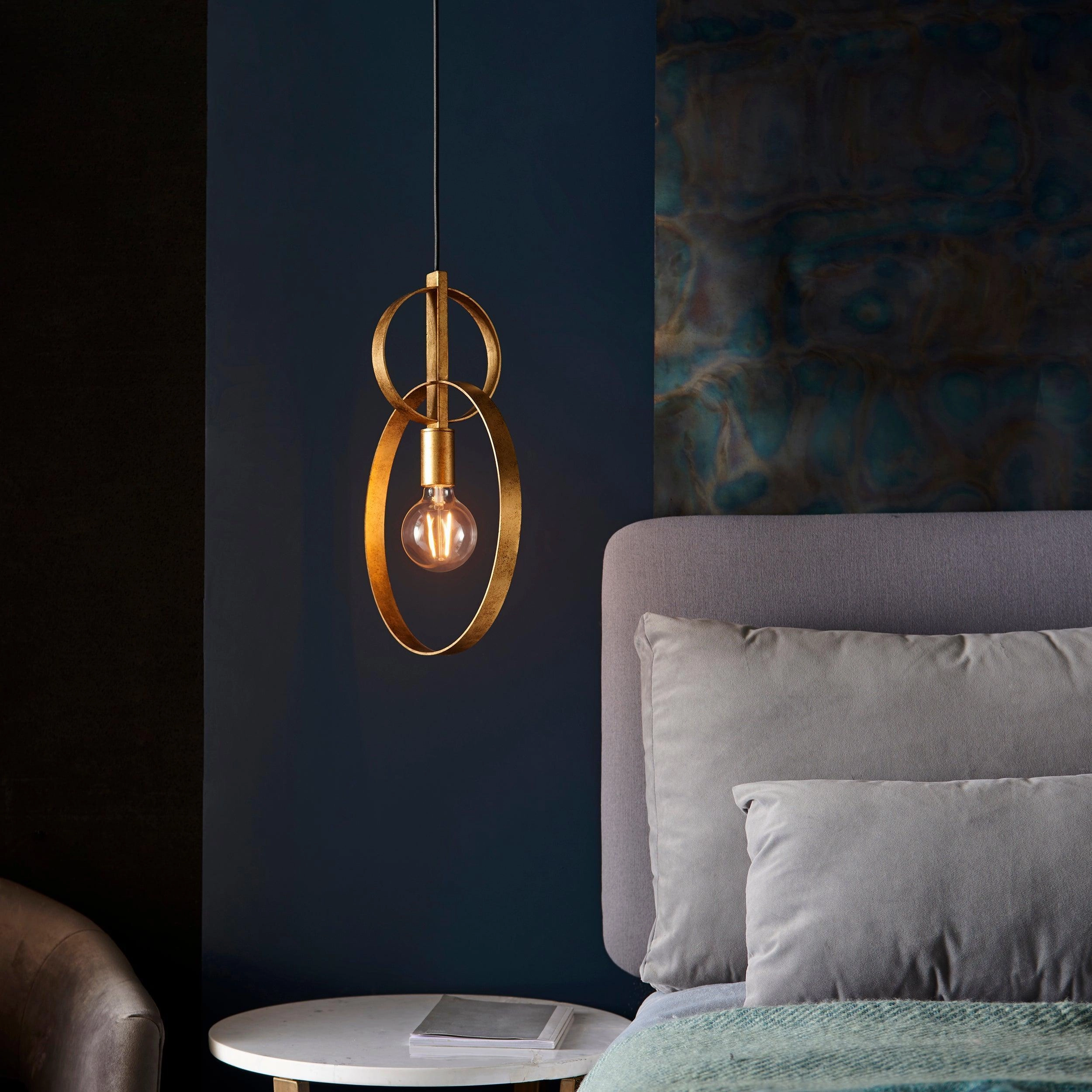 Norfolk 1 Light Gold Leaf Double Hoop Ceiling Pendant
