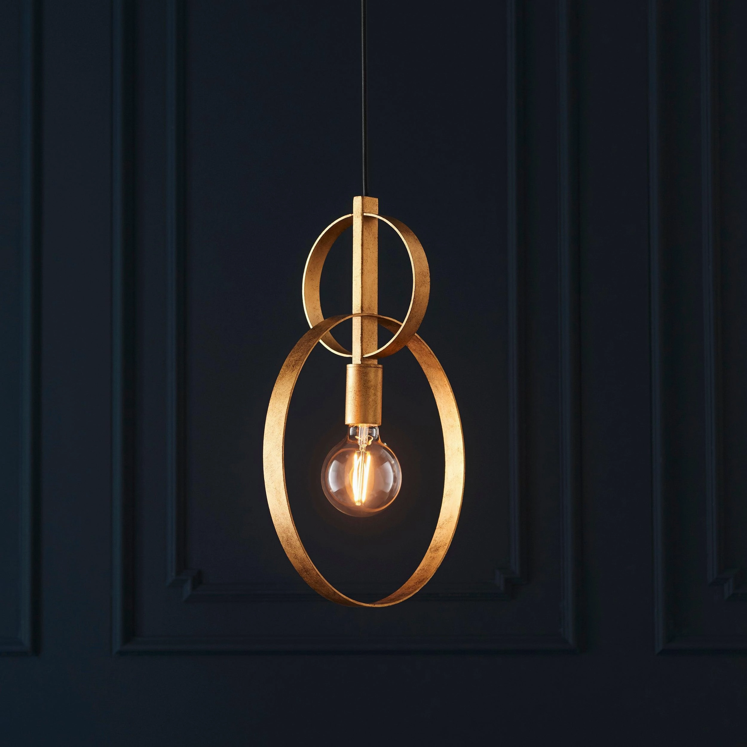 Norfolk 1 Light Gold Leaf Double Hoop Ceiling Pendant