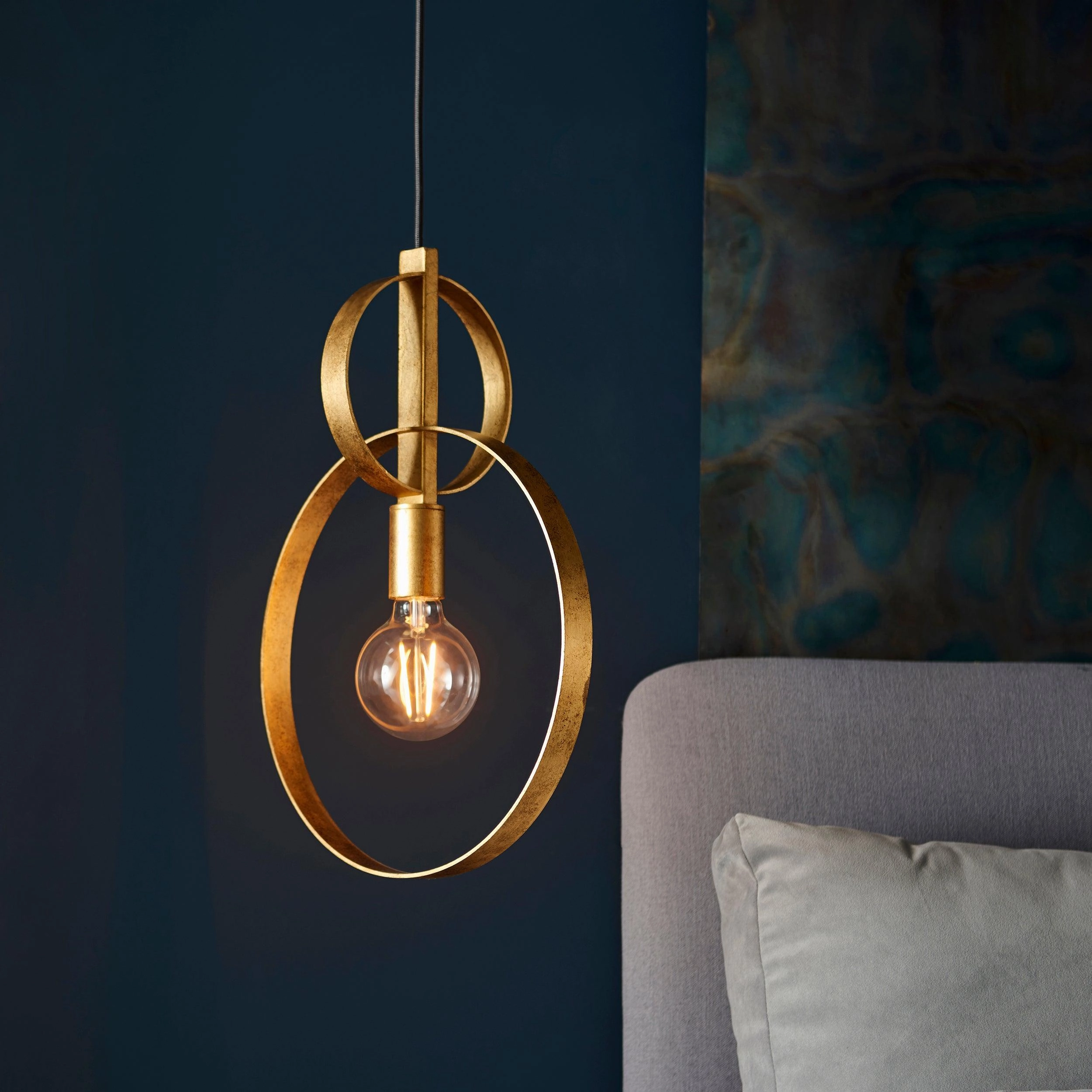 Norfolk 1 Light Gold Leaf Double Hoop Ceiling Pendant