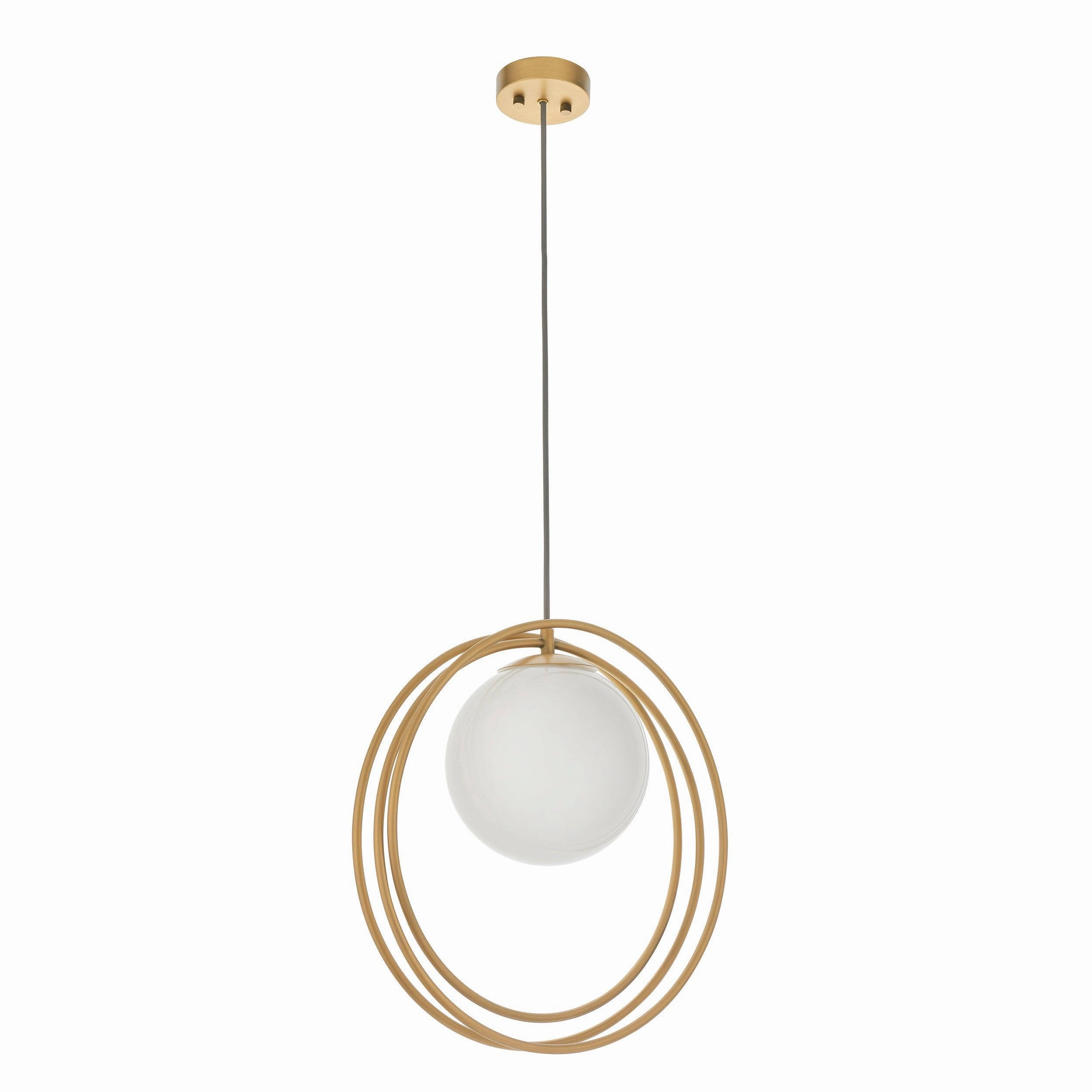 Norfolk Gold & Opal Glass Shade Ceiling Pendant Light