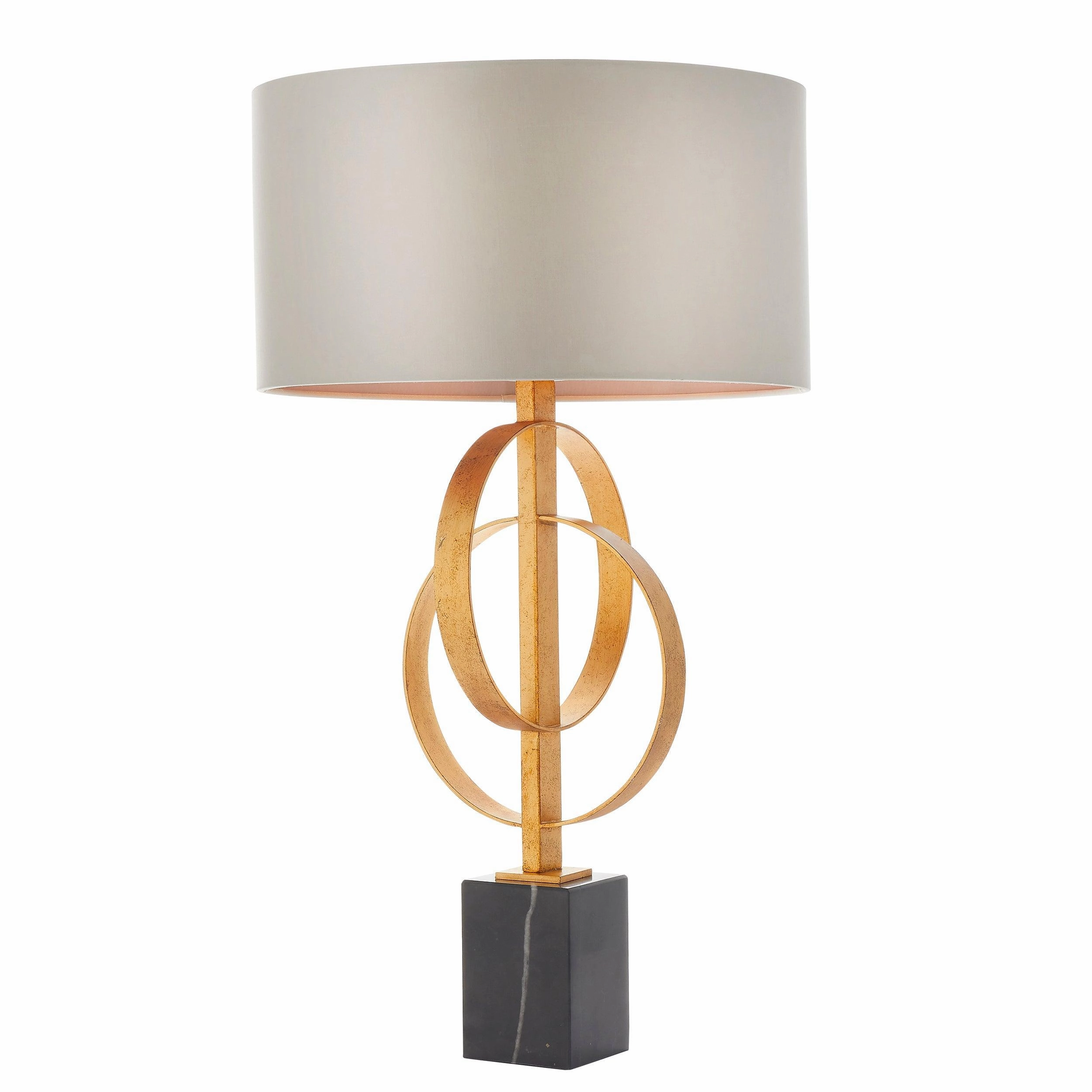 Norfolk Gold Table Lamp With Black Marble Base - Mink Shade energy-saving LED light