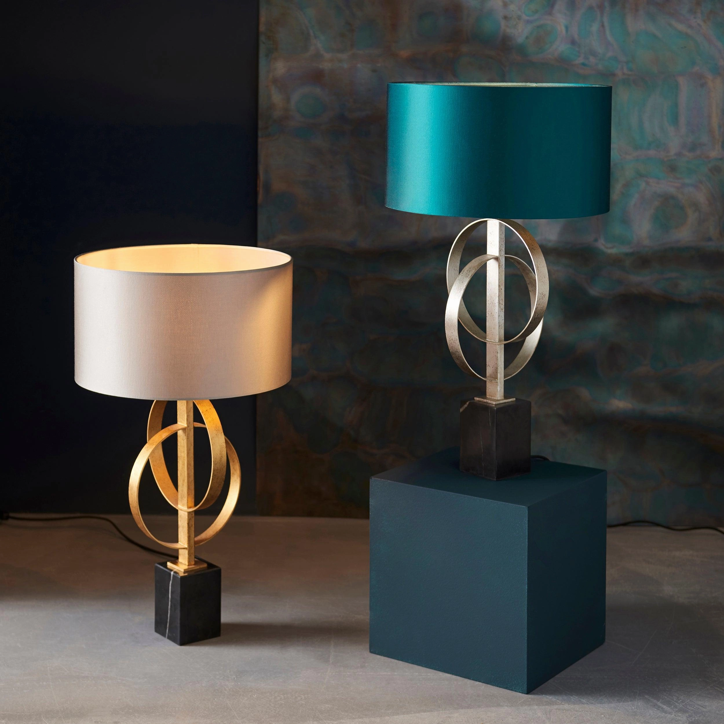 Norfolk Gold Table Lamp With Black Marble Base - Mink Shade