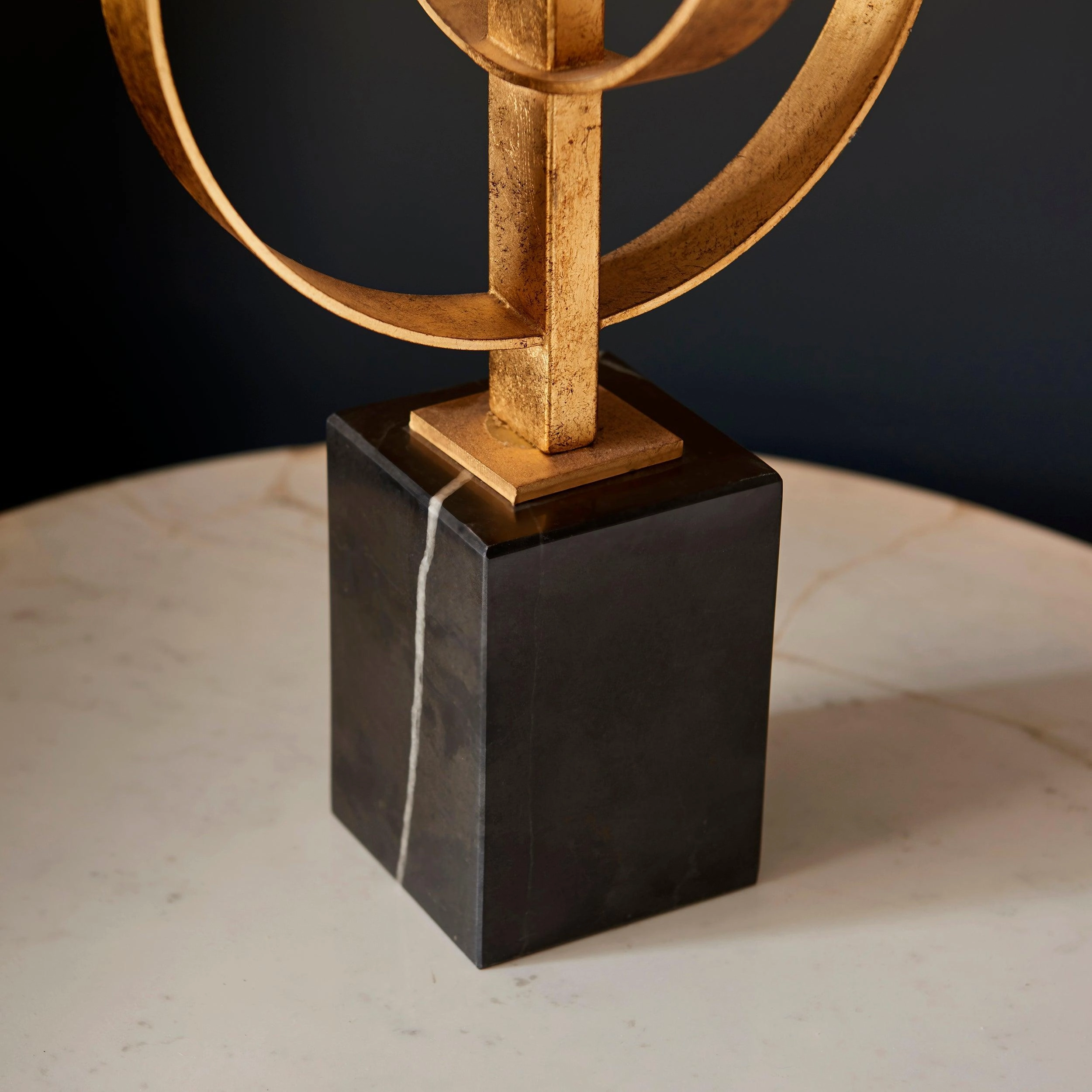 Norfolk Gold Table Lamp With Black Marble Base - Teal Shade