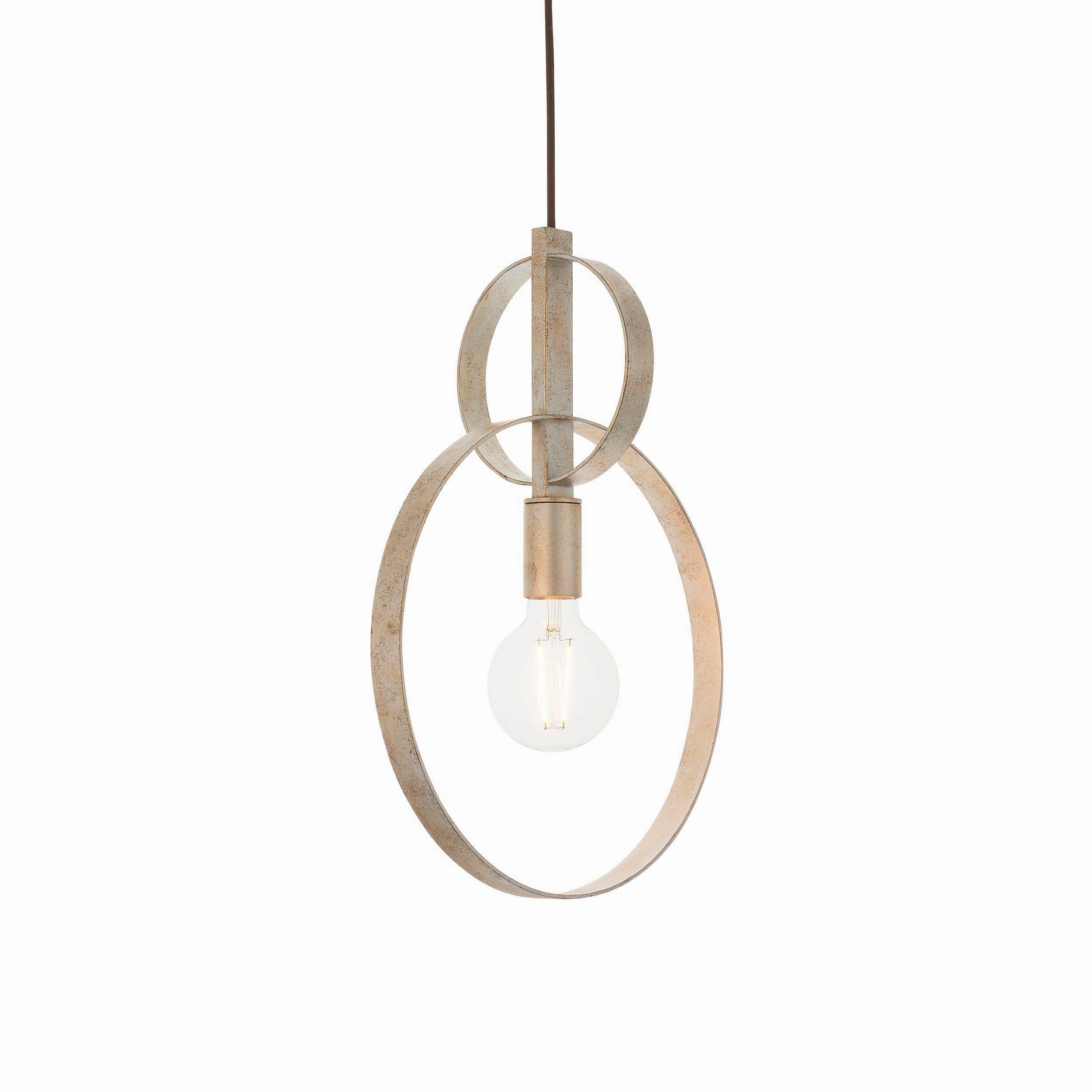 Norfolk Silver Leaf Double Hoop Ceiling Pendant Light white ceiling lamp