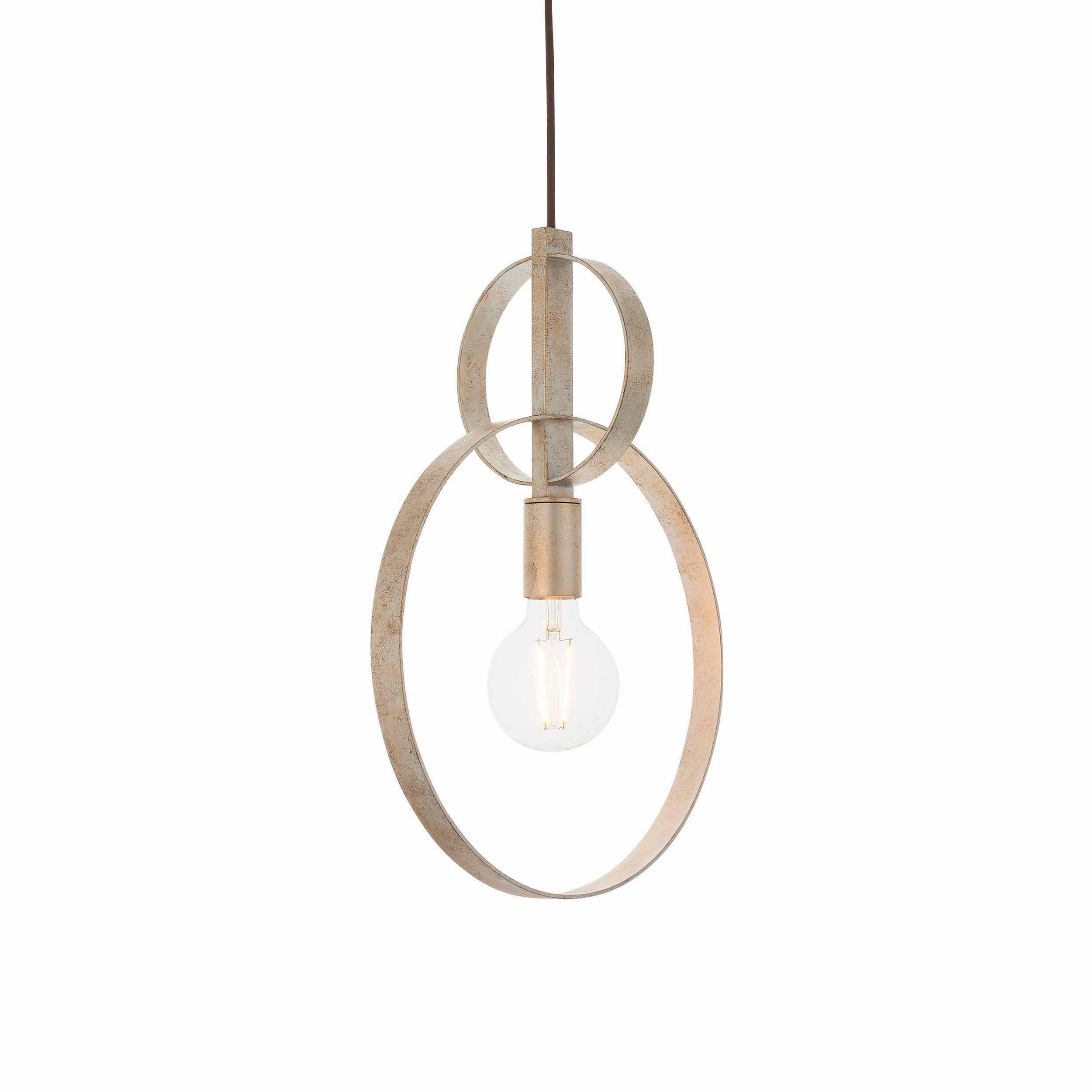 Norfolk Silver Leaf Double Hoop Ceiling Pendant Light sleek LED ceiling lamp