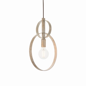 Norfolk Silver Leaf Double Hoop Ceiling Pendant Light sleek LED ceiling lamp
