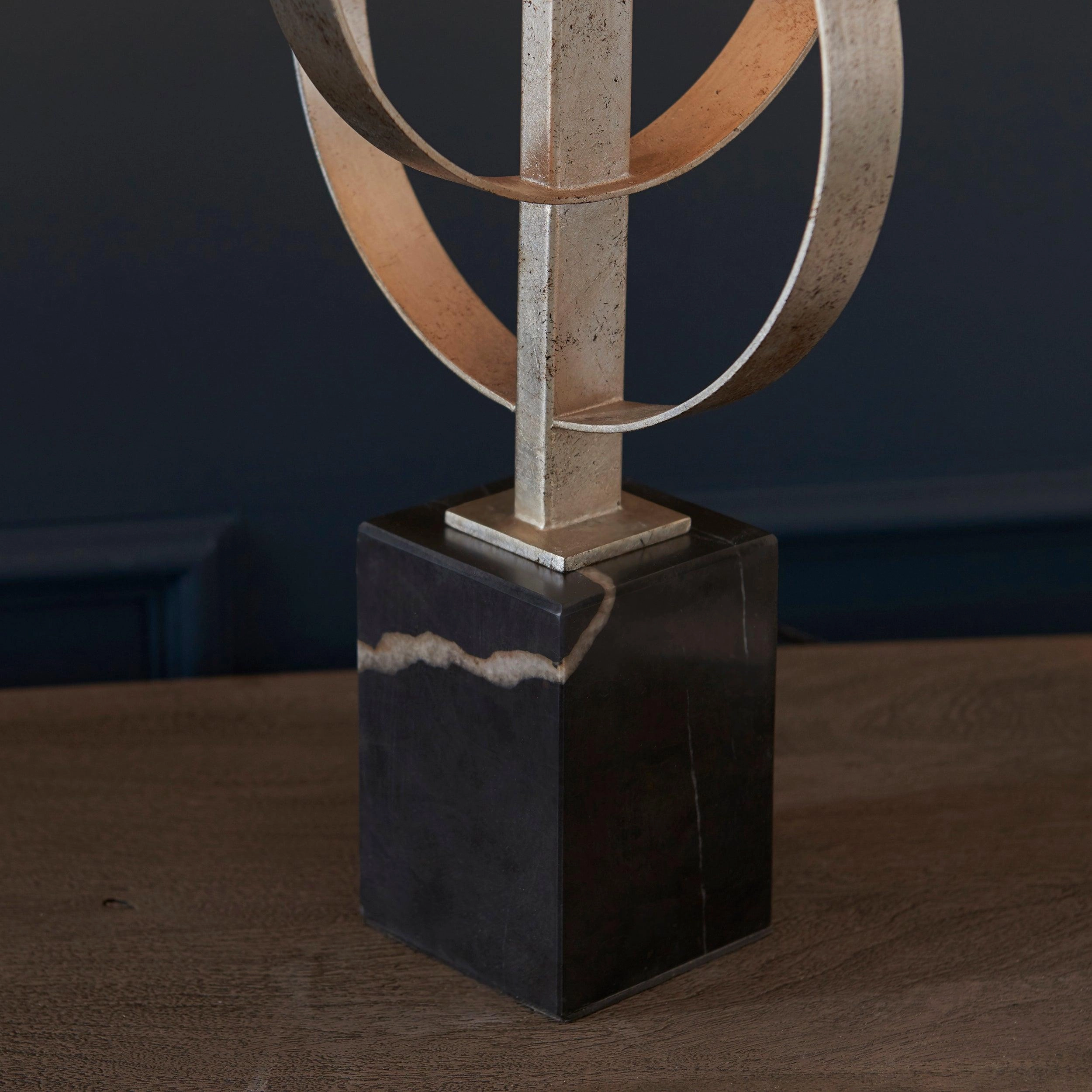 Norfolk Silver Table Lamp With Black Marble Base - Mink Shade
