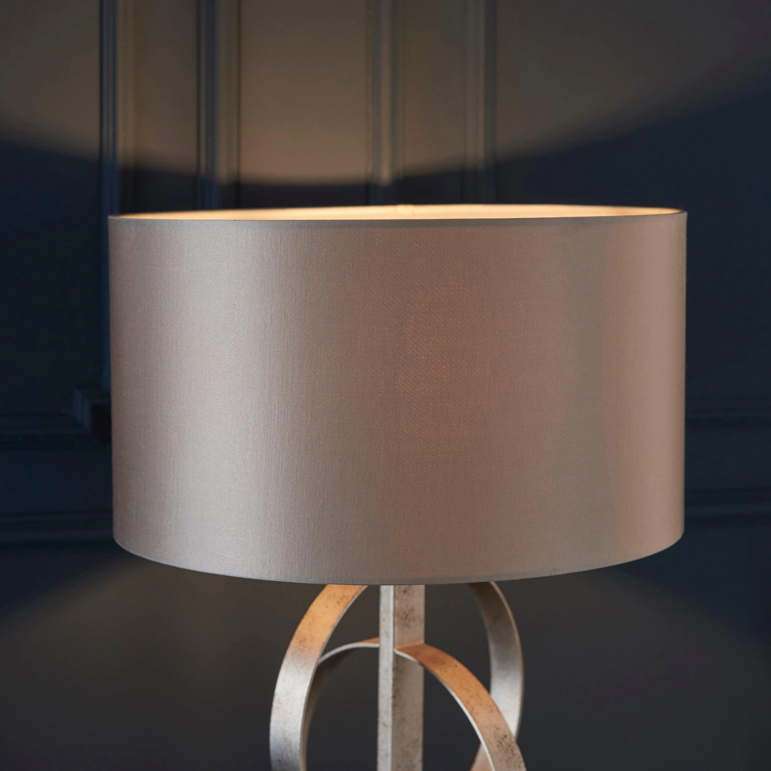 Norfolk Silver Table Lamp With Black Marble Base - Mink Shade