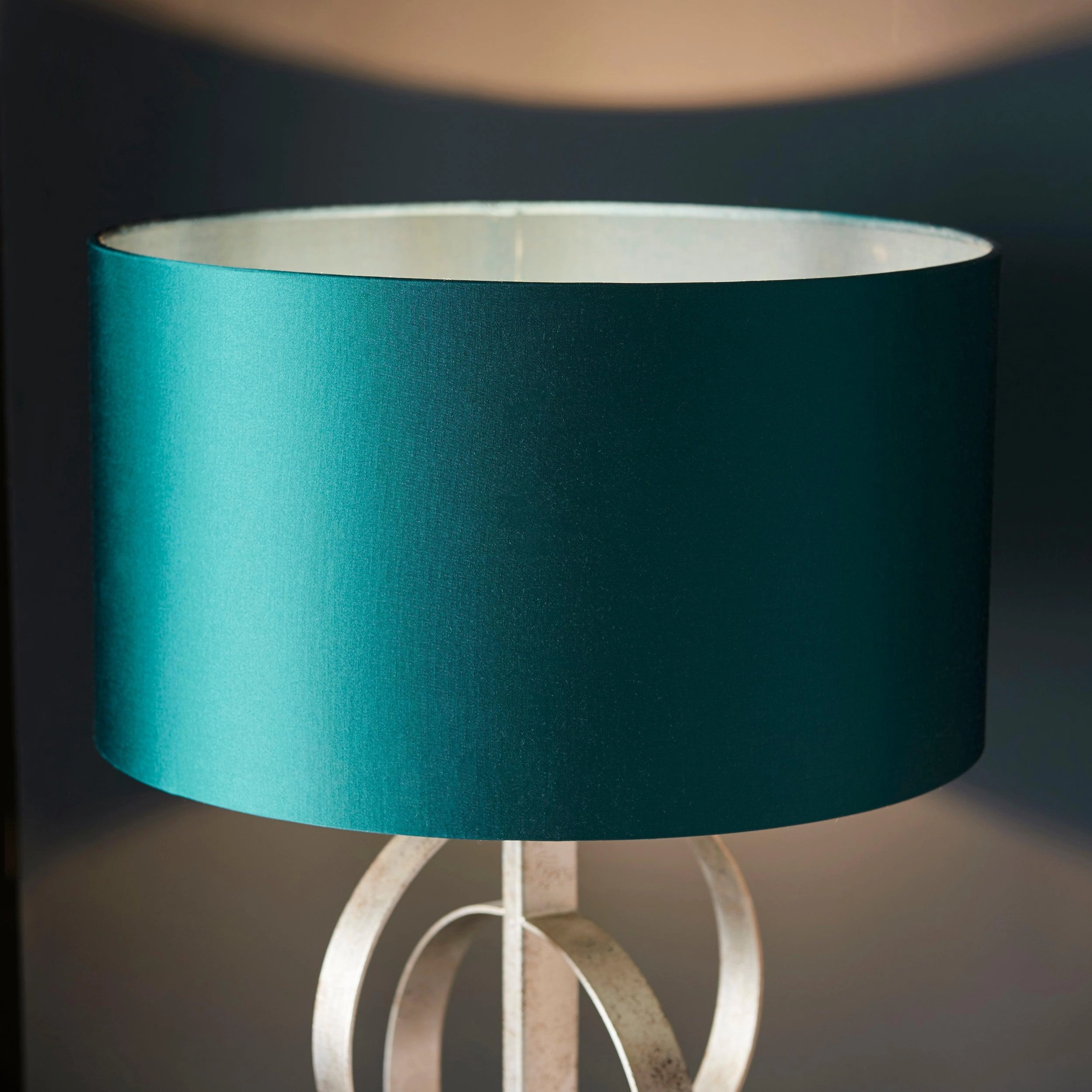 Norfolk Silver Table Lamp With Black Marble Base - Teal Shade