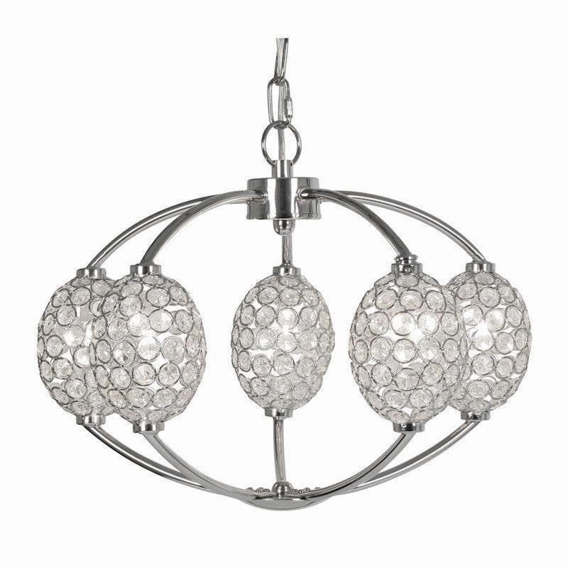 Oaks Floss 5 Light Chrome Pendant Ceiling Light soft glow ceiling light