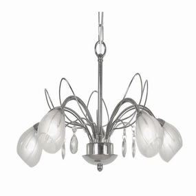 Oaks Leon 5 Light Chrome Chandelier white ceiling lamp