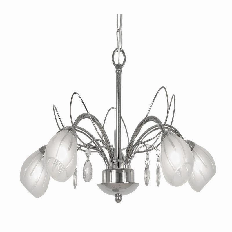Oaks Leon 5 Light Chrome Chandelier white ceiling lamp