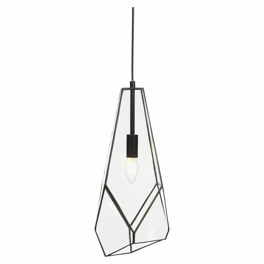 Oaks Lighting Jonk Large Glass Panelled Pendant soft glow ceiling light