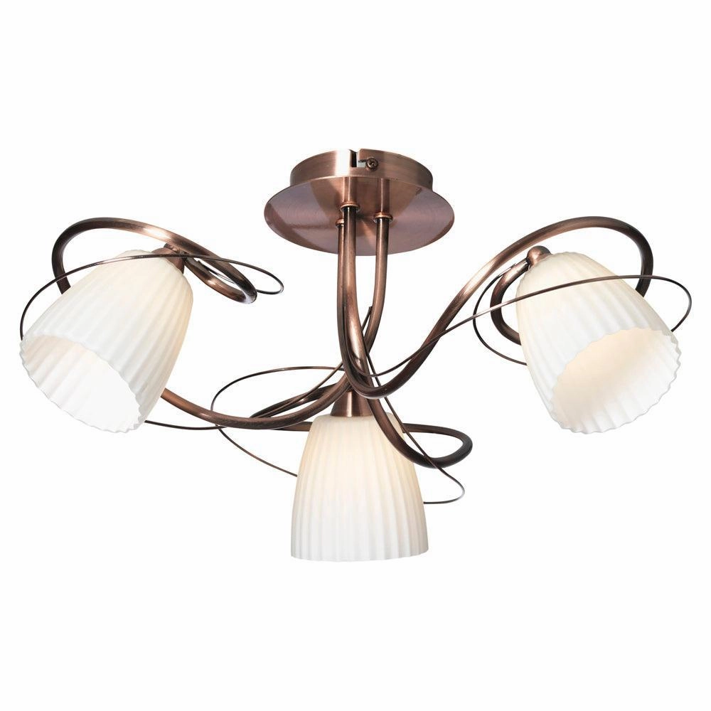 Oaks Lighting Leke Copper 3 Light Semi-flush soft glow ceiling light