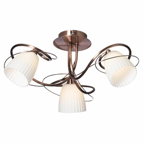 Oaks Lighting Leke Copper 3 Light Semi-flush soft glow ceiling light
