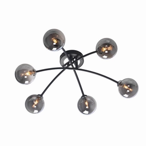 Oaks Marne 6 Light Black Semi-Flush Ceiling Light white ceiling lamp