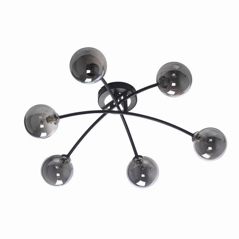 Oaks Marne 6 Light Black Semi-Flush Ceiling Light